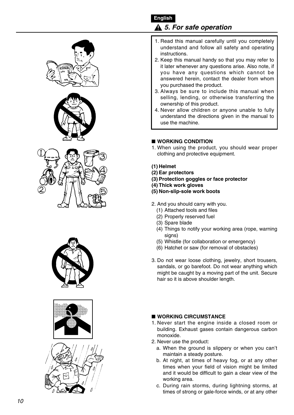 For safe operation | Zenoah LRTZ2401-CA User Manual | Page 10 / 56