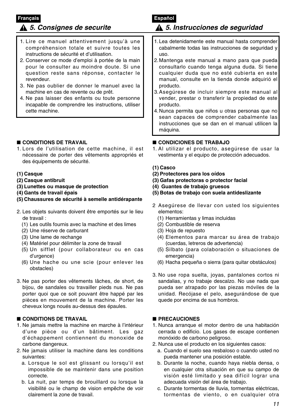 Zenoah LRTZ2401-CA User Manual | Page 11 / 56