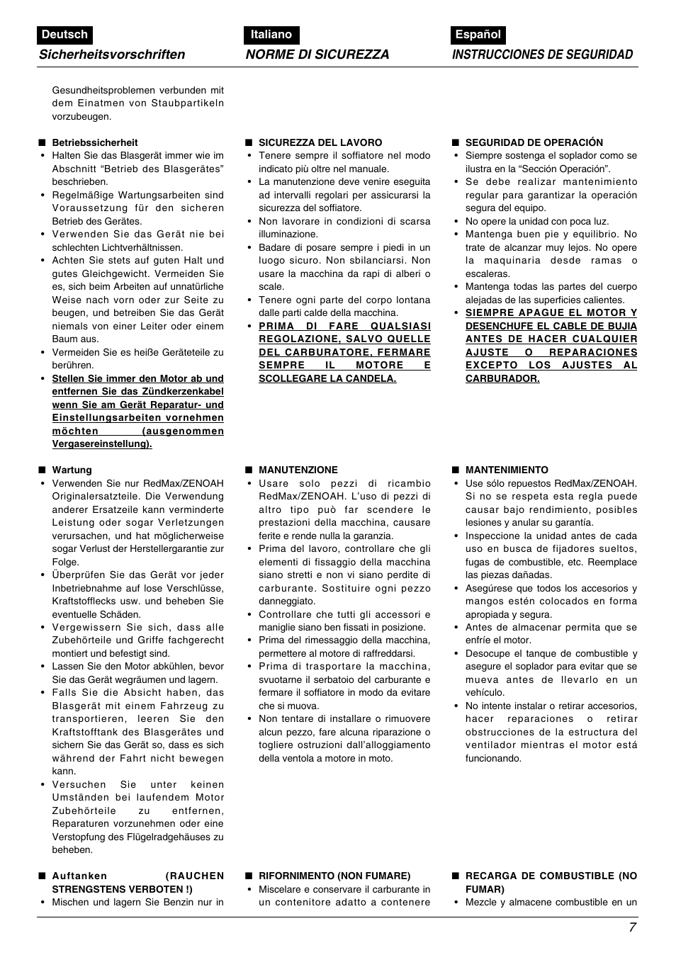 Zenoah HB2301 User Manual | Page 7 / 20