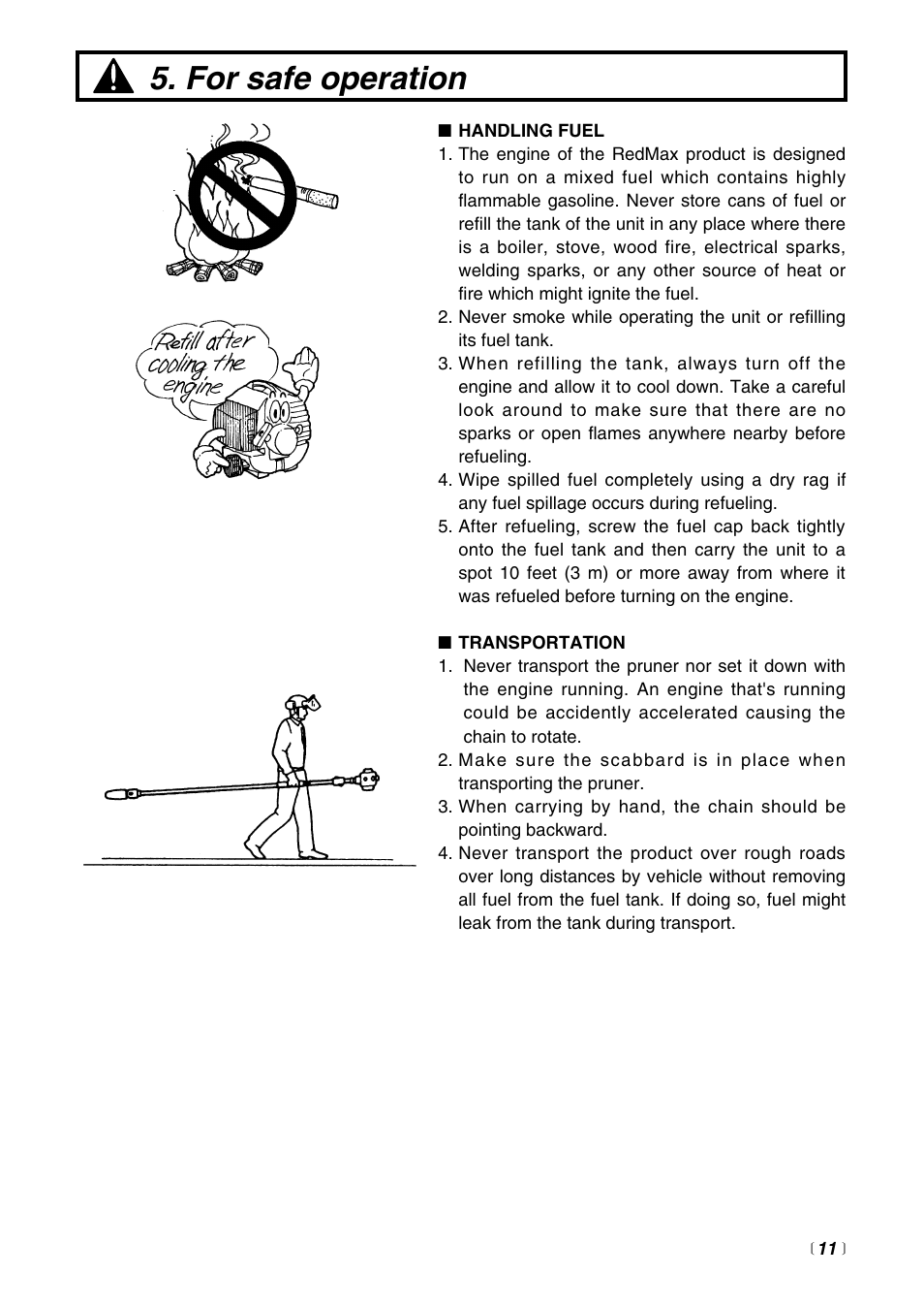 For safe operation | Zenoah PSZ2500 User Manual | Page 11 / 36