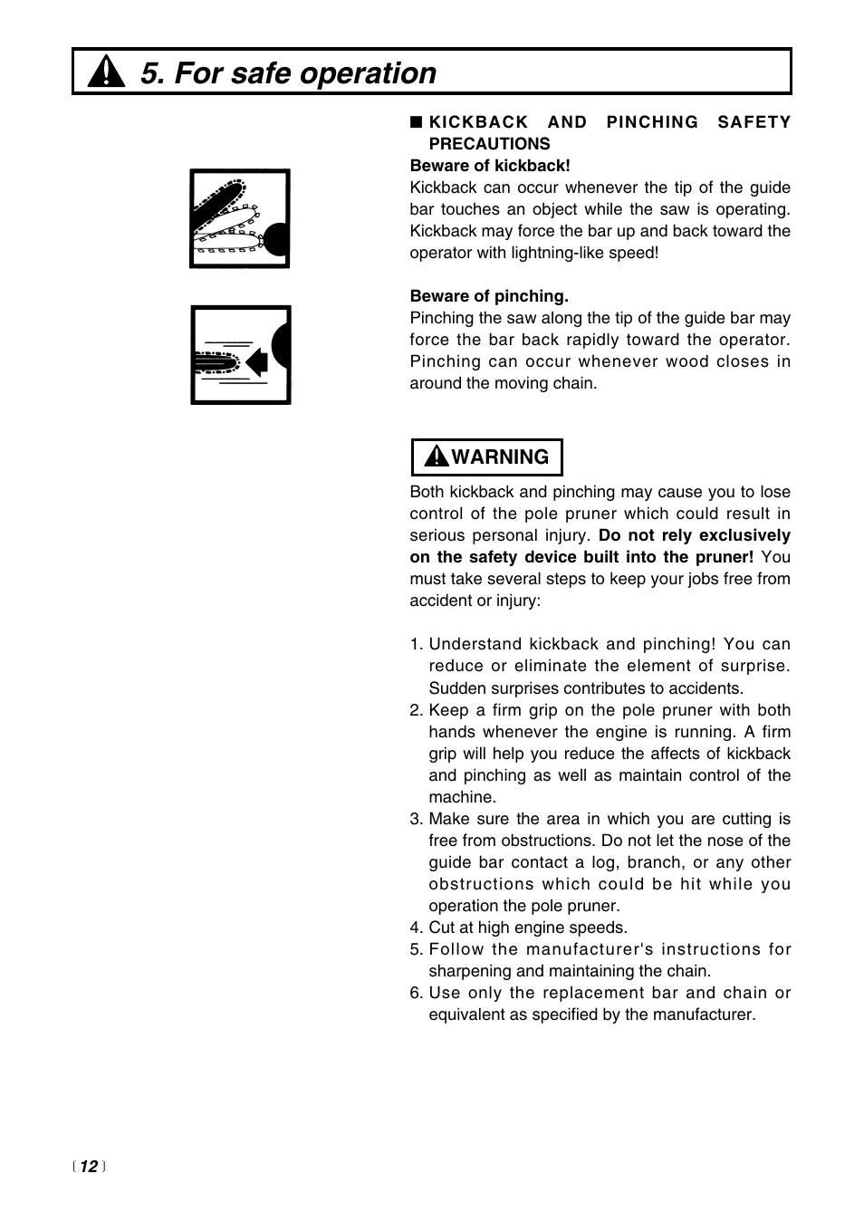 For safe operation | Zenoah PSZ2500 User Manual | Page 12 / 36