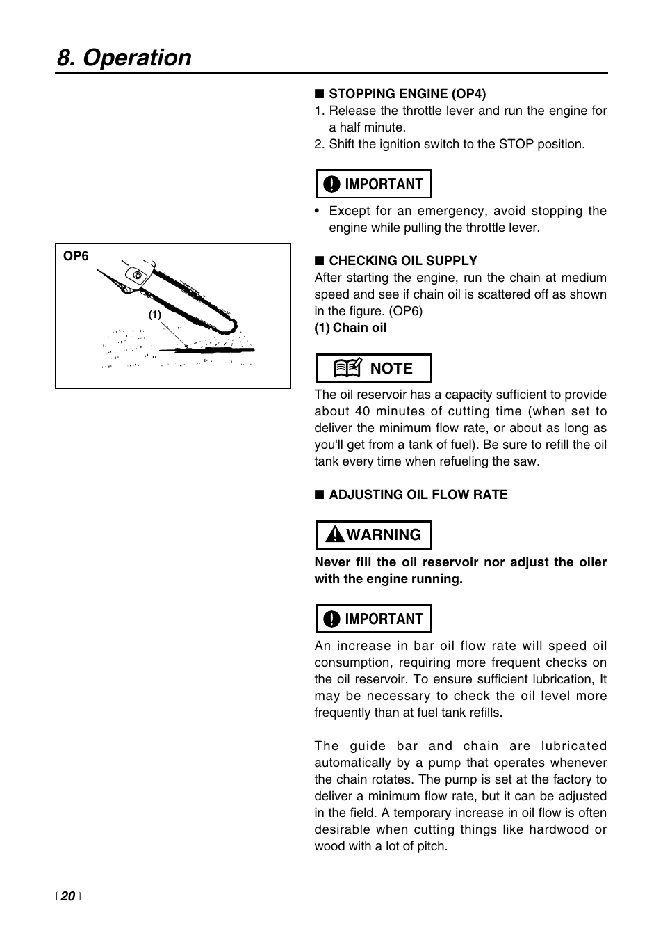 Operation | Zenoah PSZ2500 User Manual | Page 20 / 36