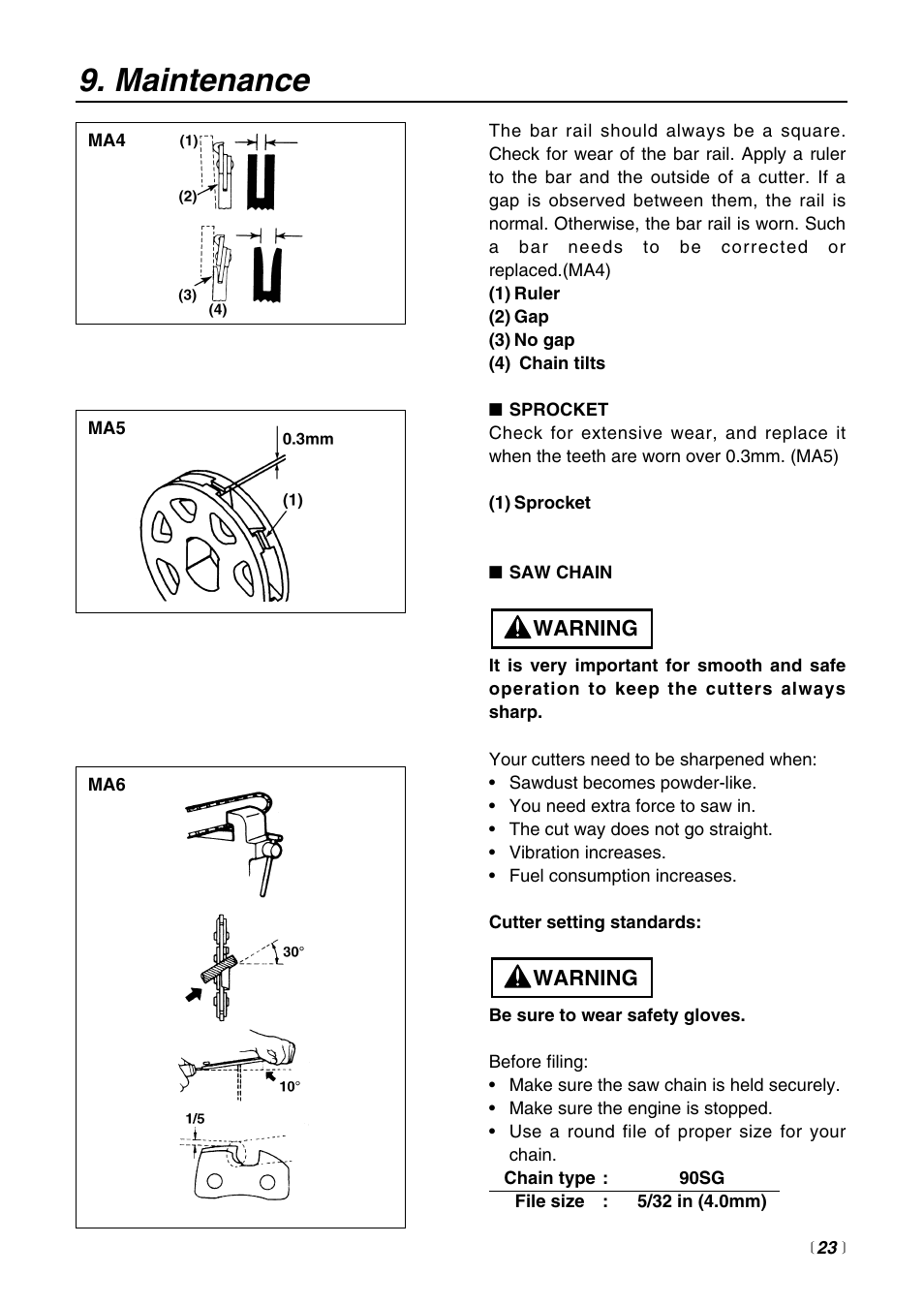 Maintenance | Zenoah PSZ2500 User Manual | Page 23 / 36