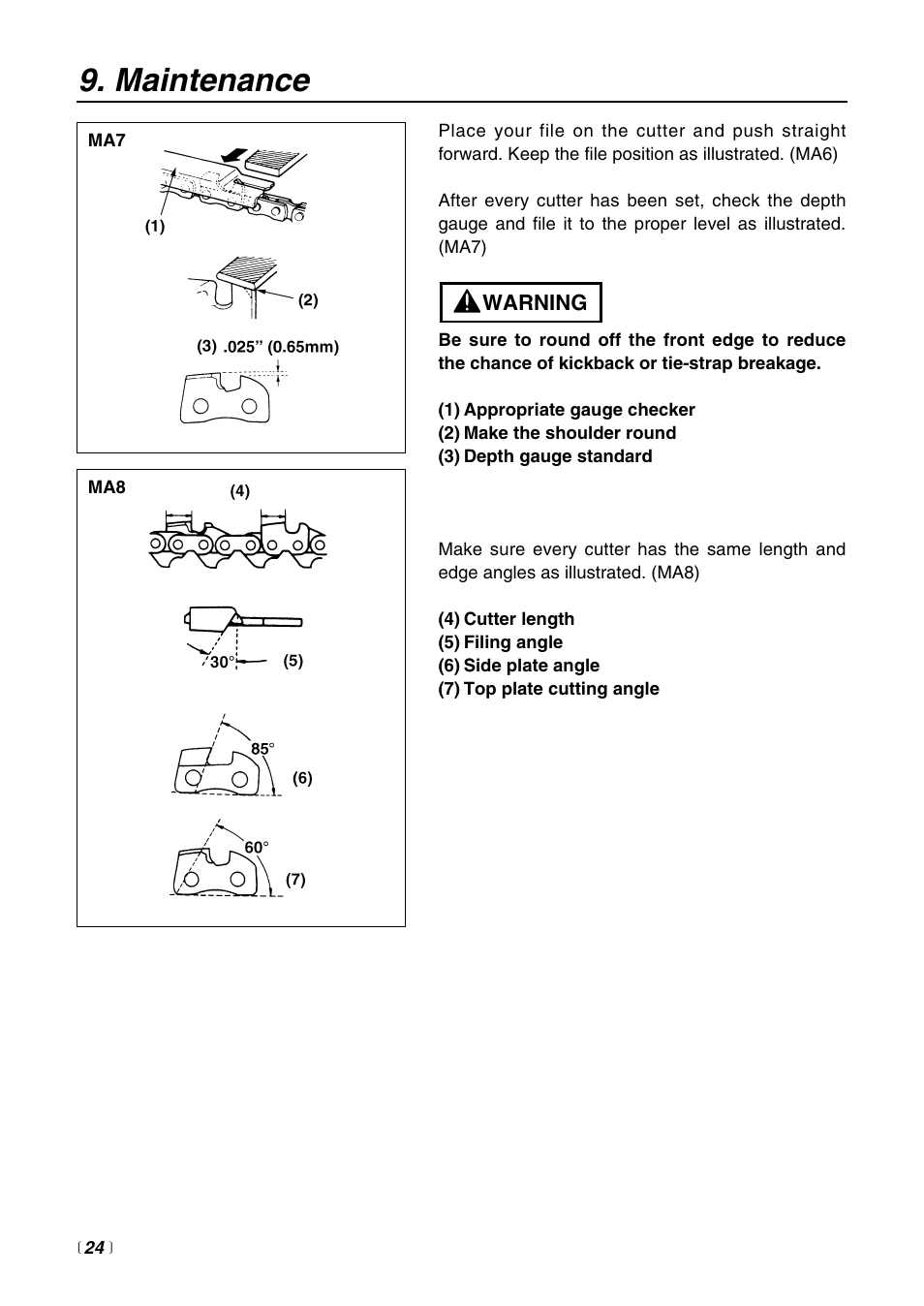 Maintenance | Zenoah PSZ2500 User Manual | Page 24 / 36