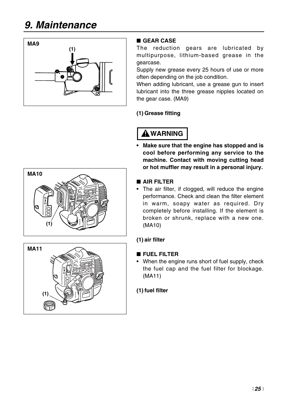 Maintenance | Zenoah PSZ2500 User Manual | Page 25 / 36