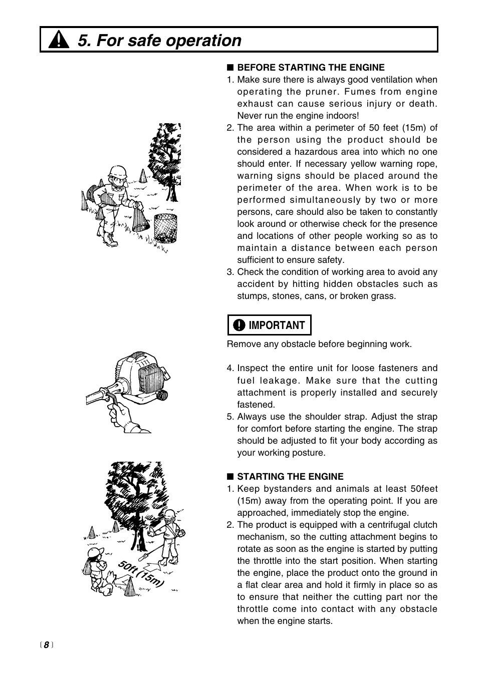 For safe operation | Zenoah PSZ2500 User Manual | Page 8 / 36