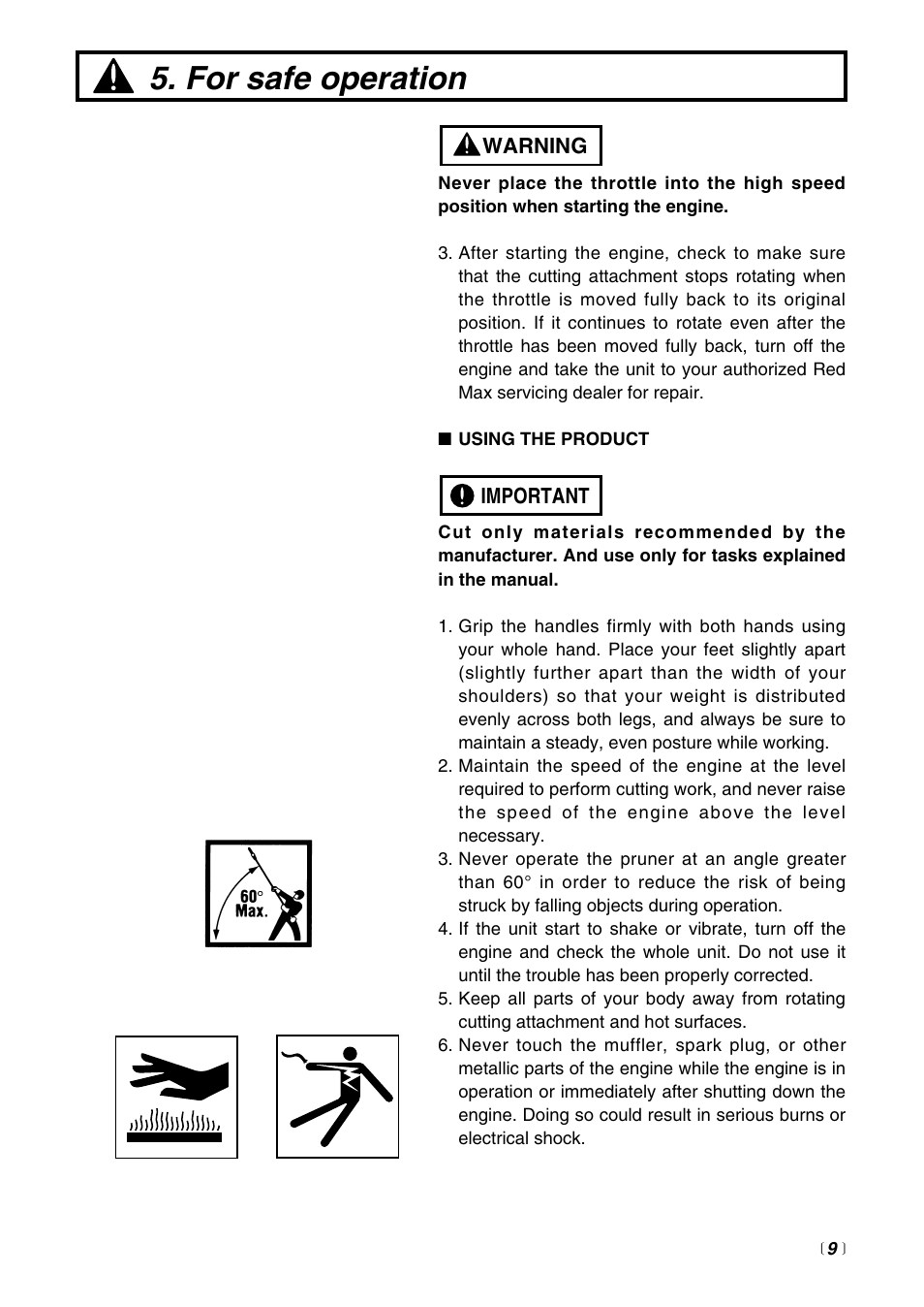 For safe operation | Zenoah PSZ2500 User Manual | Page 9 / 36