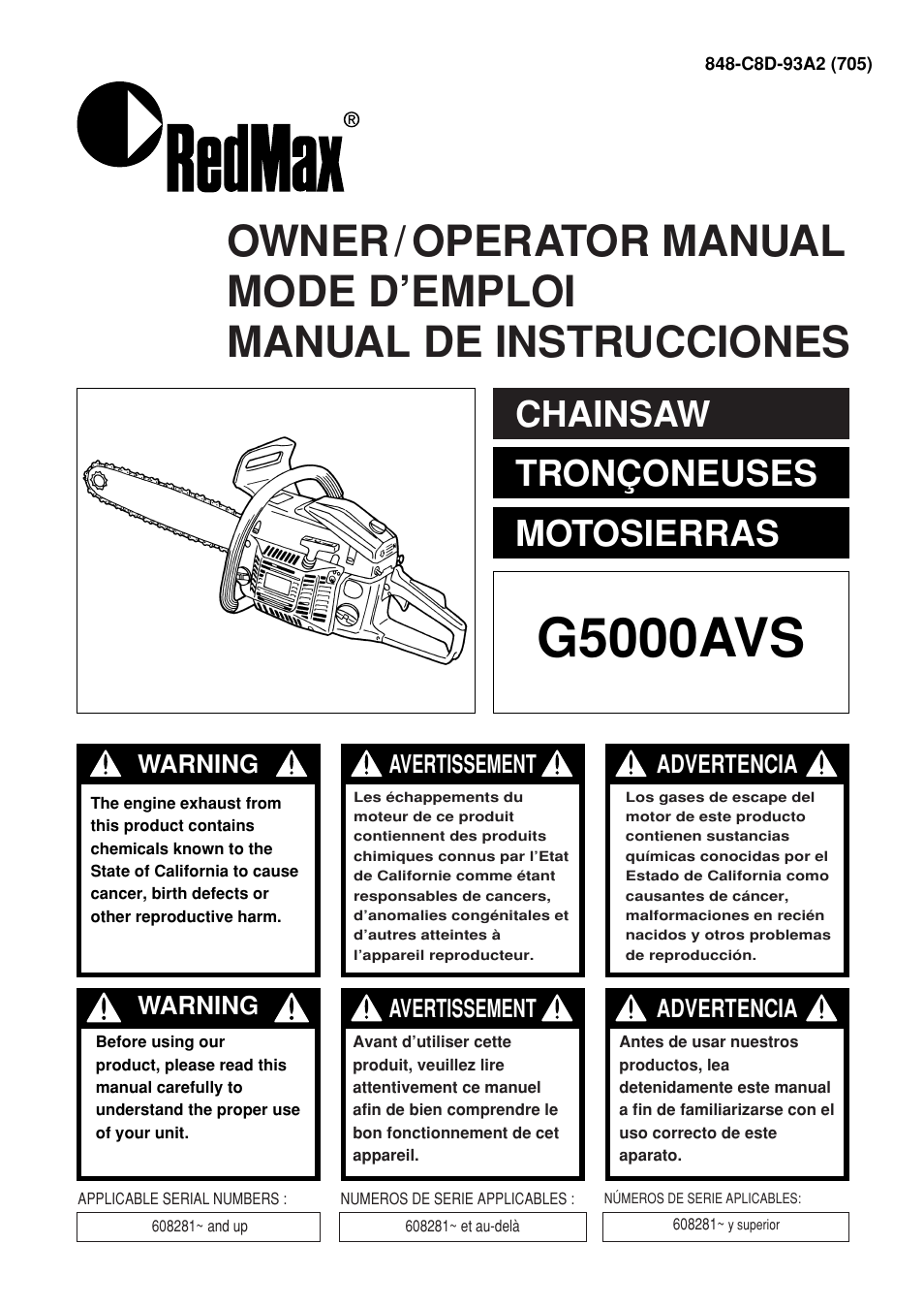 Zenoah G5000AVS User Manual | 72 pages