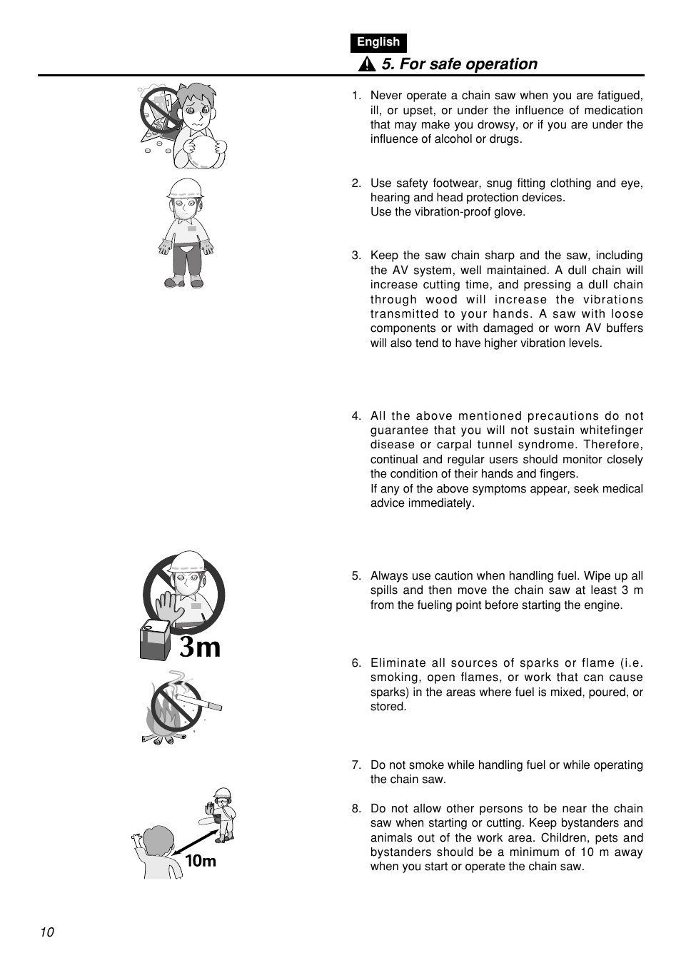 For safe operation | Zenoah G5000AVS User Manual | Page 10 / 72