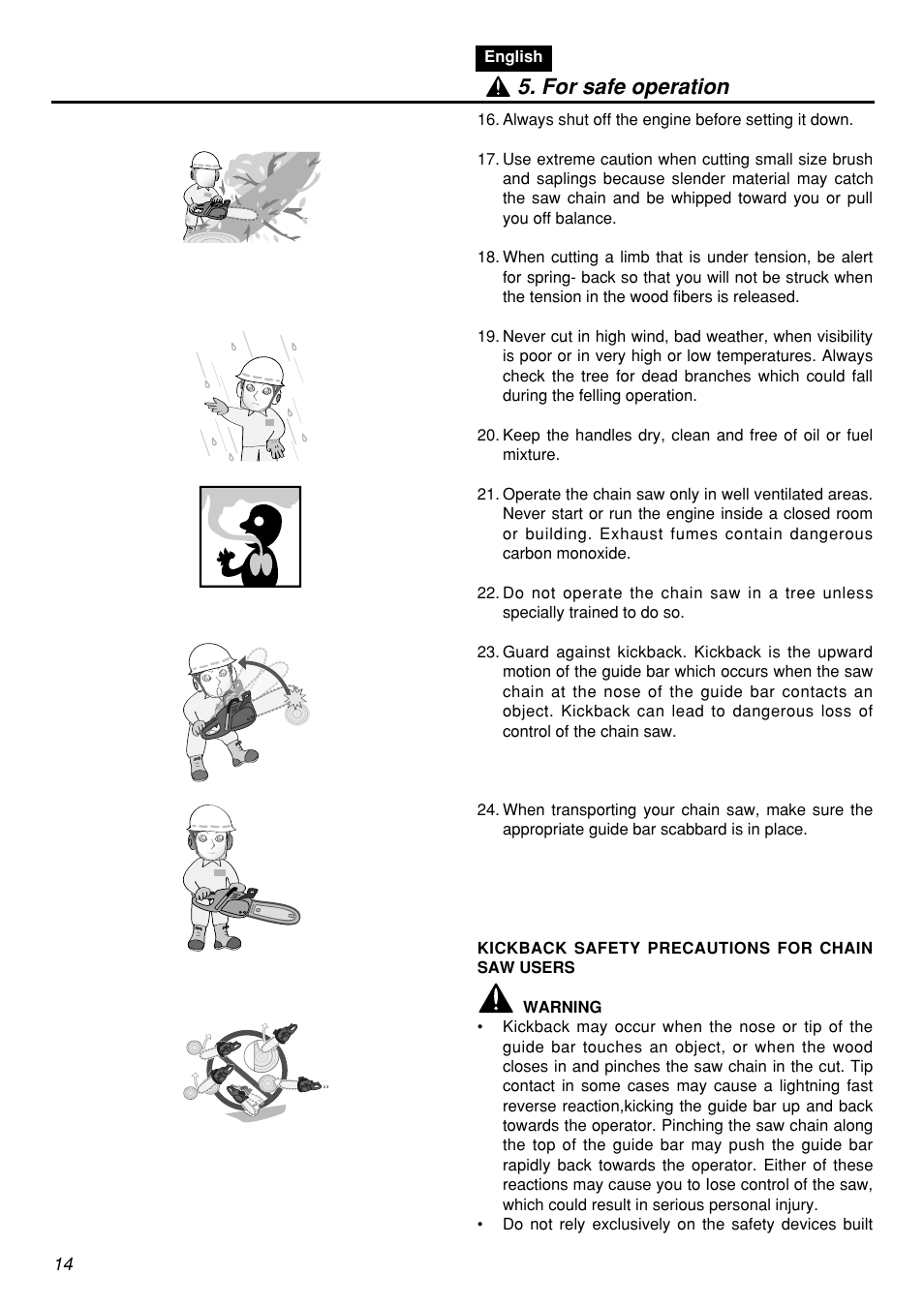 For safe operation | Zenoah G5000AVS User Manual | Page 14 / 72