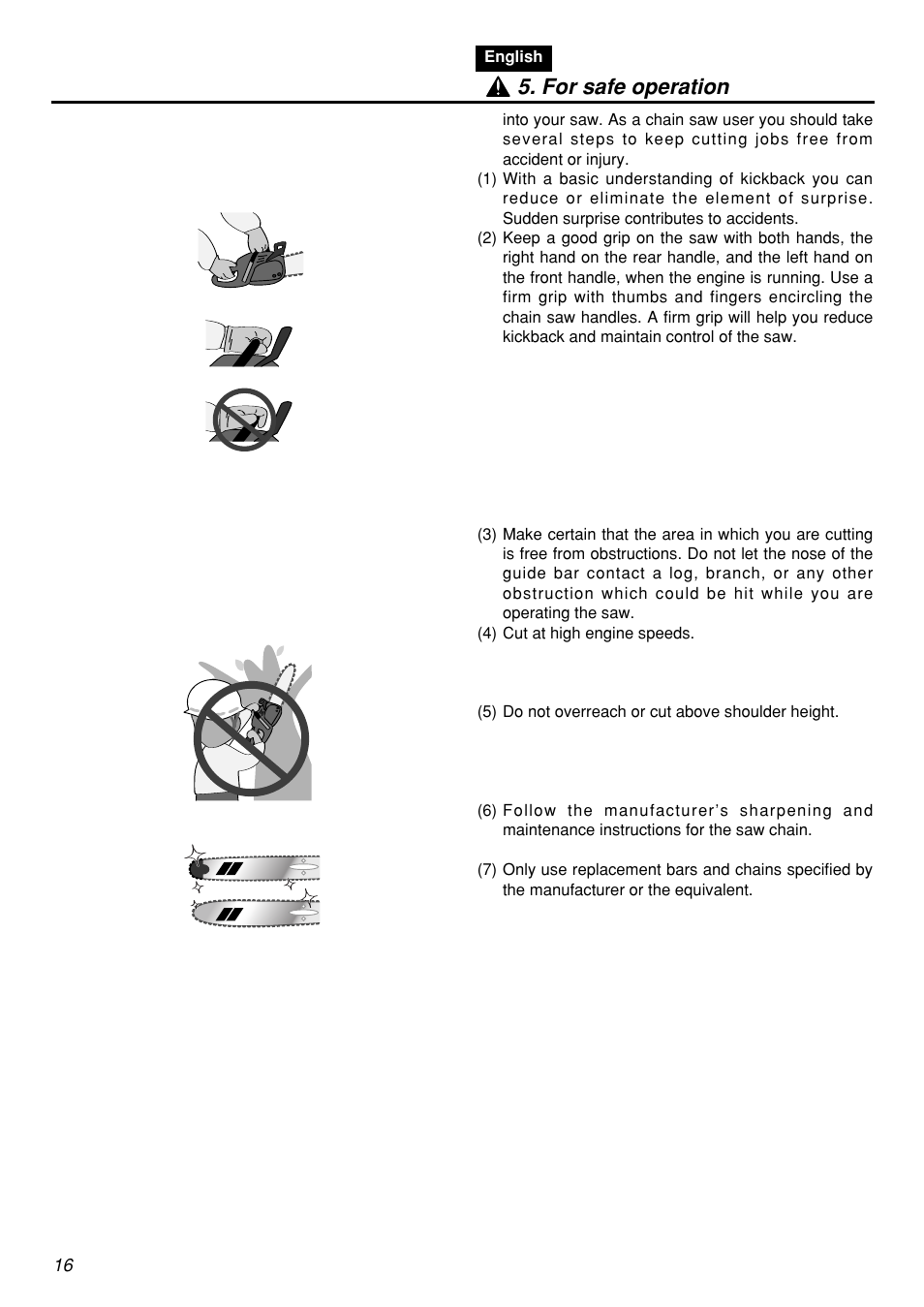 For safe operation | Zenoah G5000AVS User Manual | Page 16 / 72