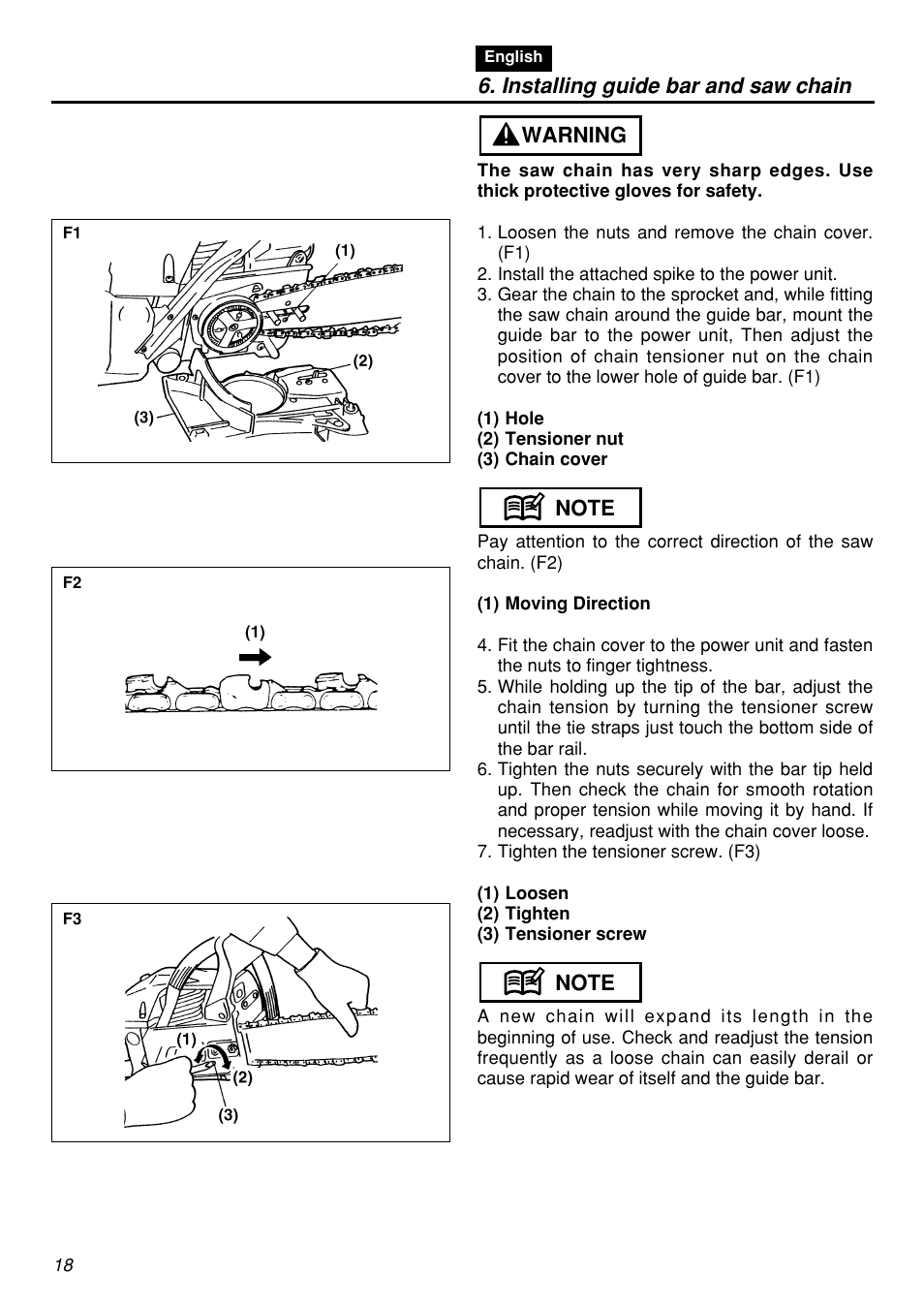 Installing guide bar and saw chain | Zenoah G5000AVS User Manual | Page 18 / 72