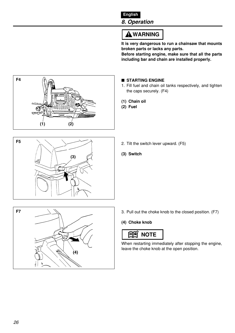 Operation | Zenoah G5000AVS User Manual | Page 26 / 72