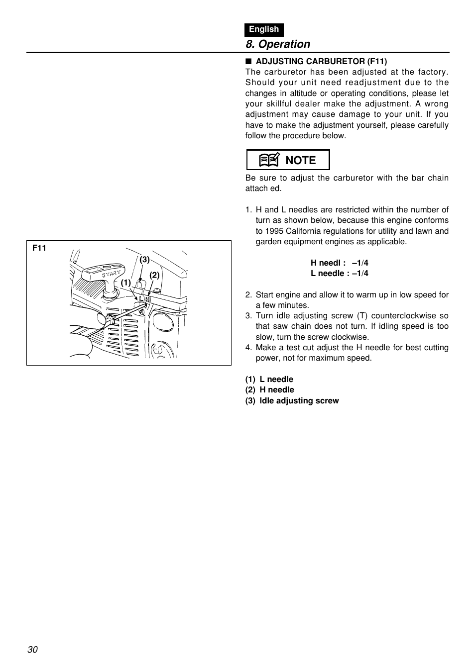 Operation | Zenoah G5000AVS User Manual | Page 30 / 72