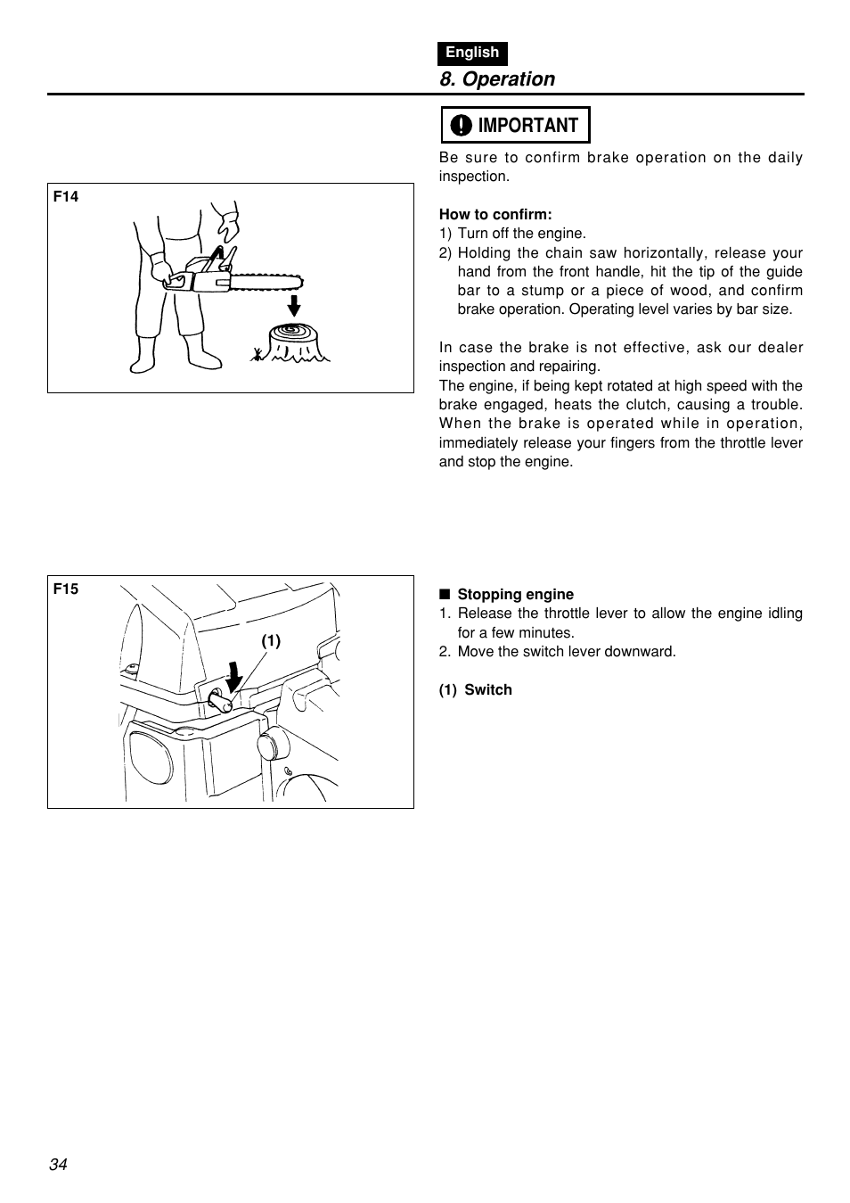 Operation, Important | Zenoah G5000AVS User Manual | Page 34 / 72