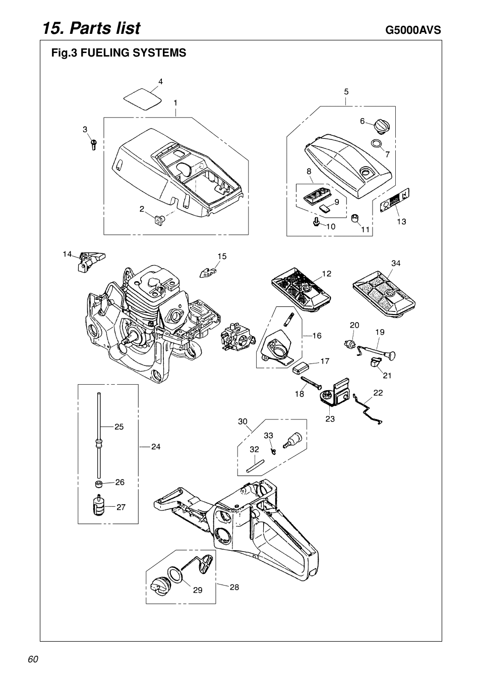 Parts list | Zenoah G5000AVS User Manual | Page 60 / 72