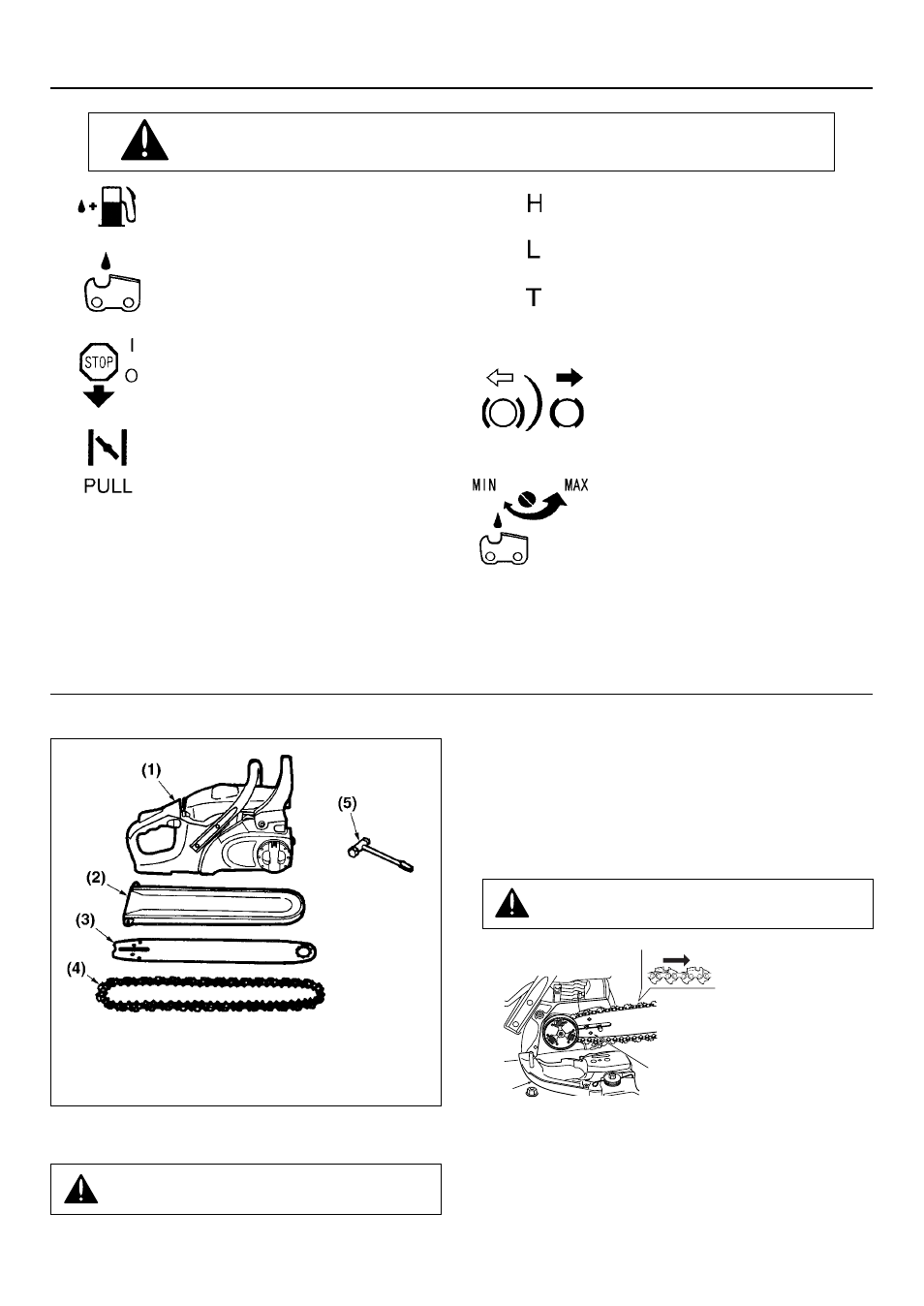 Explanation of symbols on the machine, Installing guide bar and saw chain | Zenoah G3300EZ User Manual | Page 6 / 16