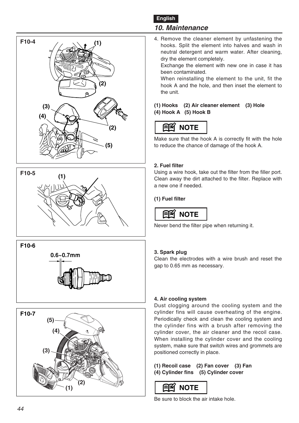 Maintenance | Zenoah G3200EZ User Manual | Page 44 / 64