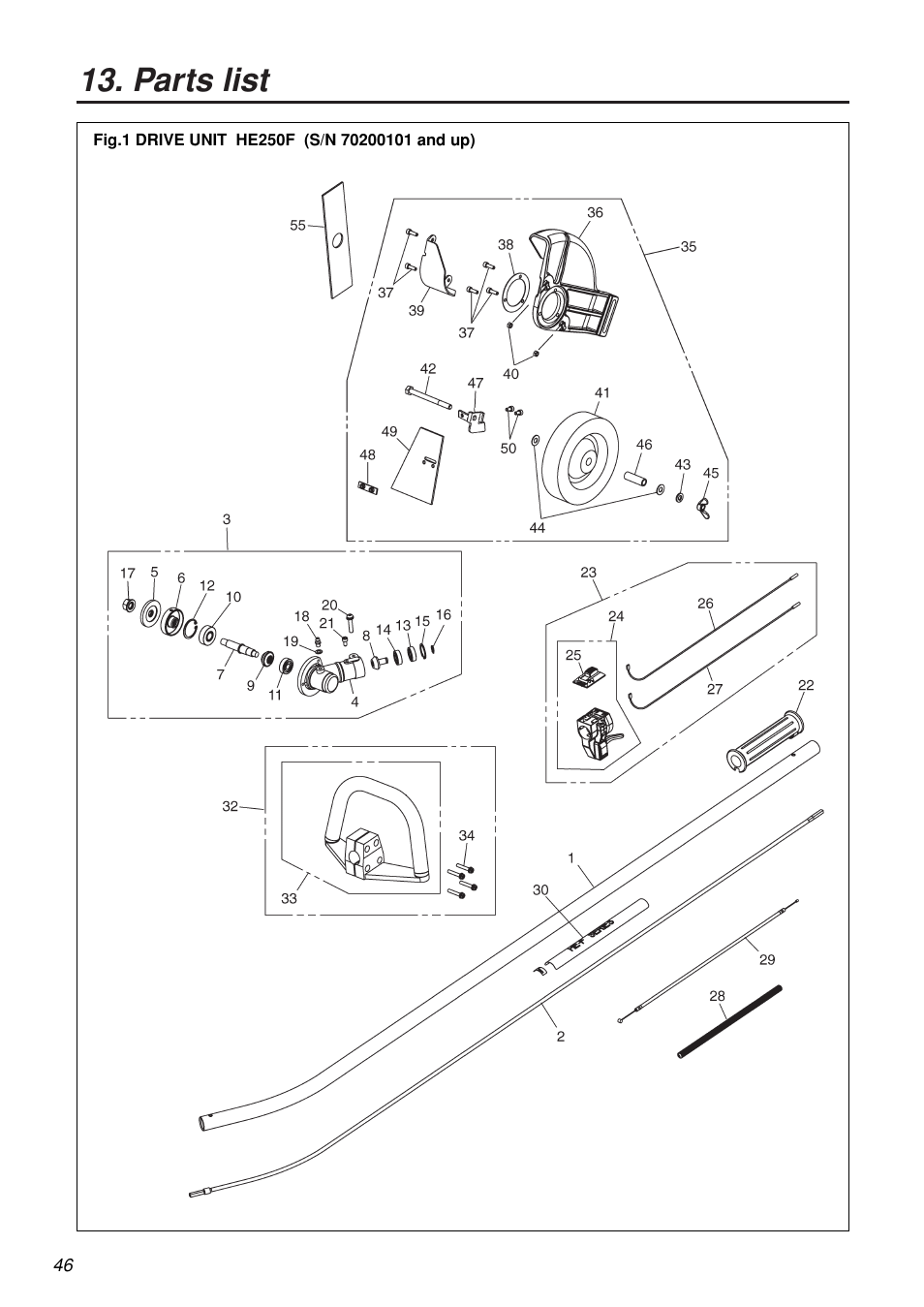 Parts list | Zenoah HE250F User Manual | Page 46 / 52