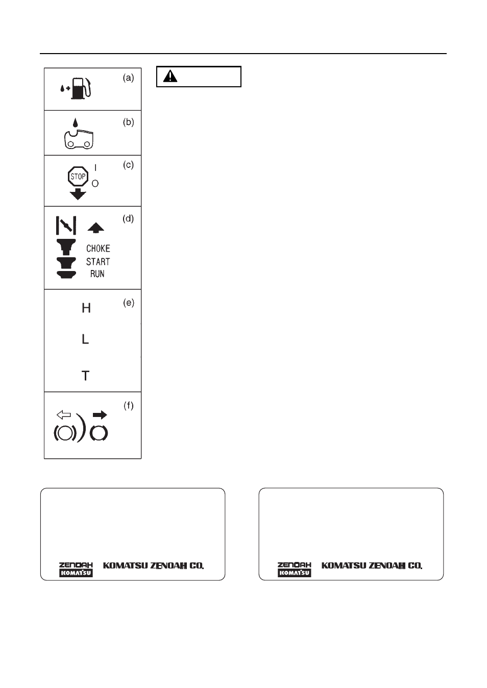 Symbols on the machine, Warning | Zenoah G3800AVS User Manual | Page 5 / 36