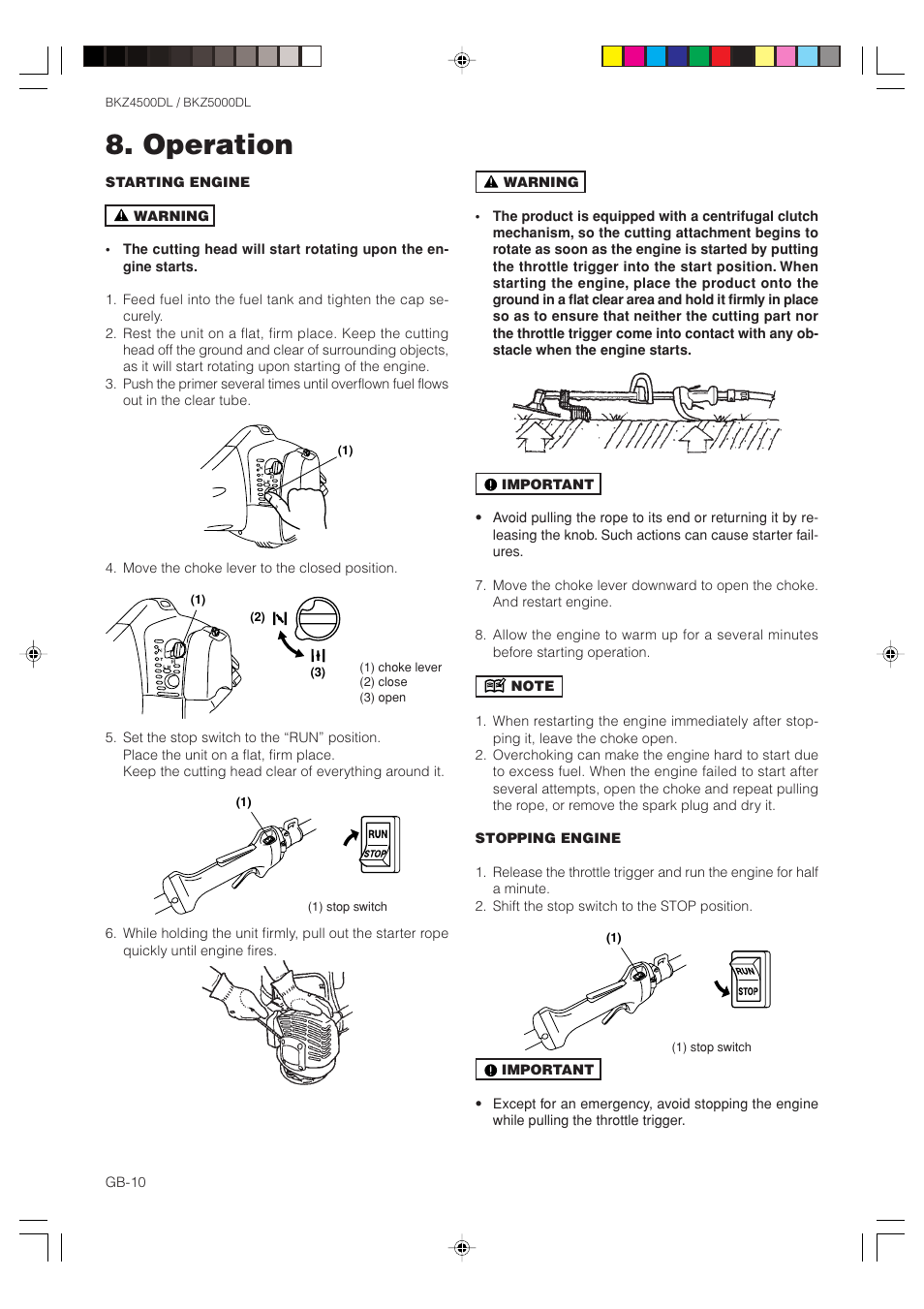 Operation | Zenoah BKZ5000DL User Manual | Page 10 / 16