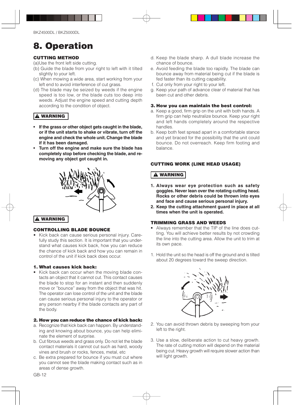 Operation | Zenoah BKZ5000DL User Manual | Page 12 / 16