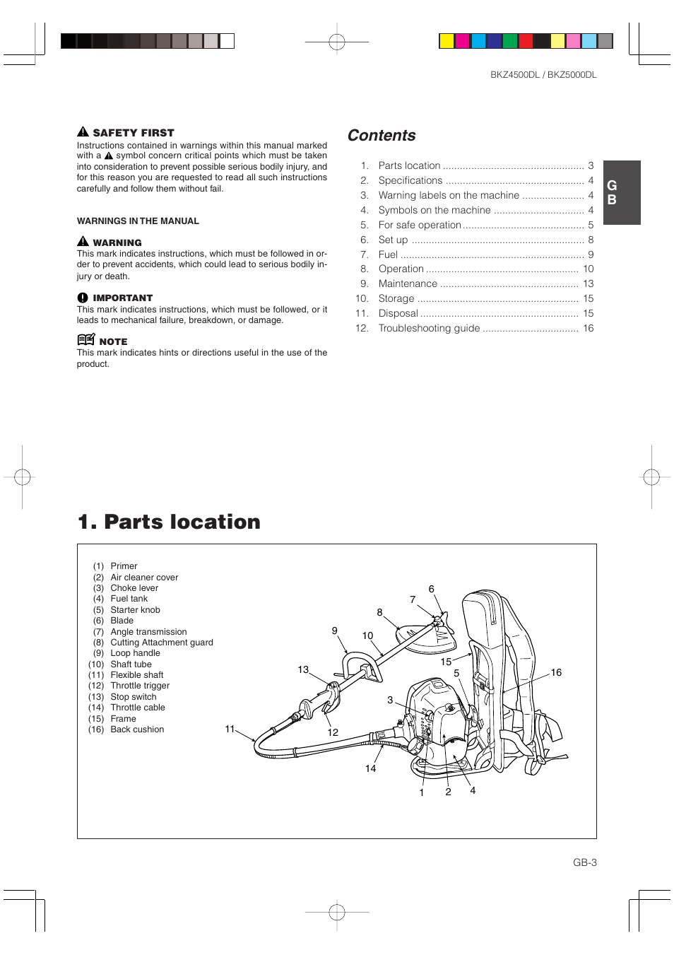Zenoah BKZ5000DL User Manual | Page 3 / 16
