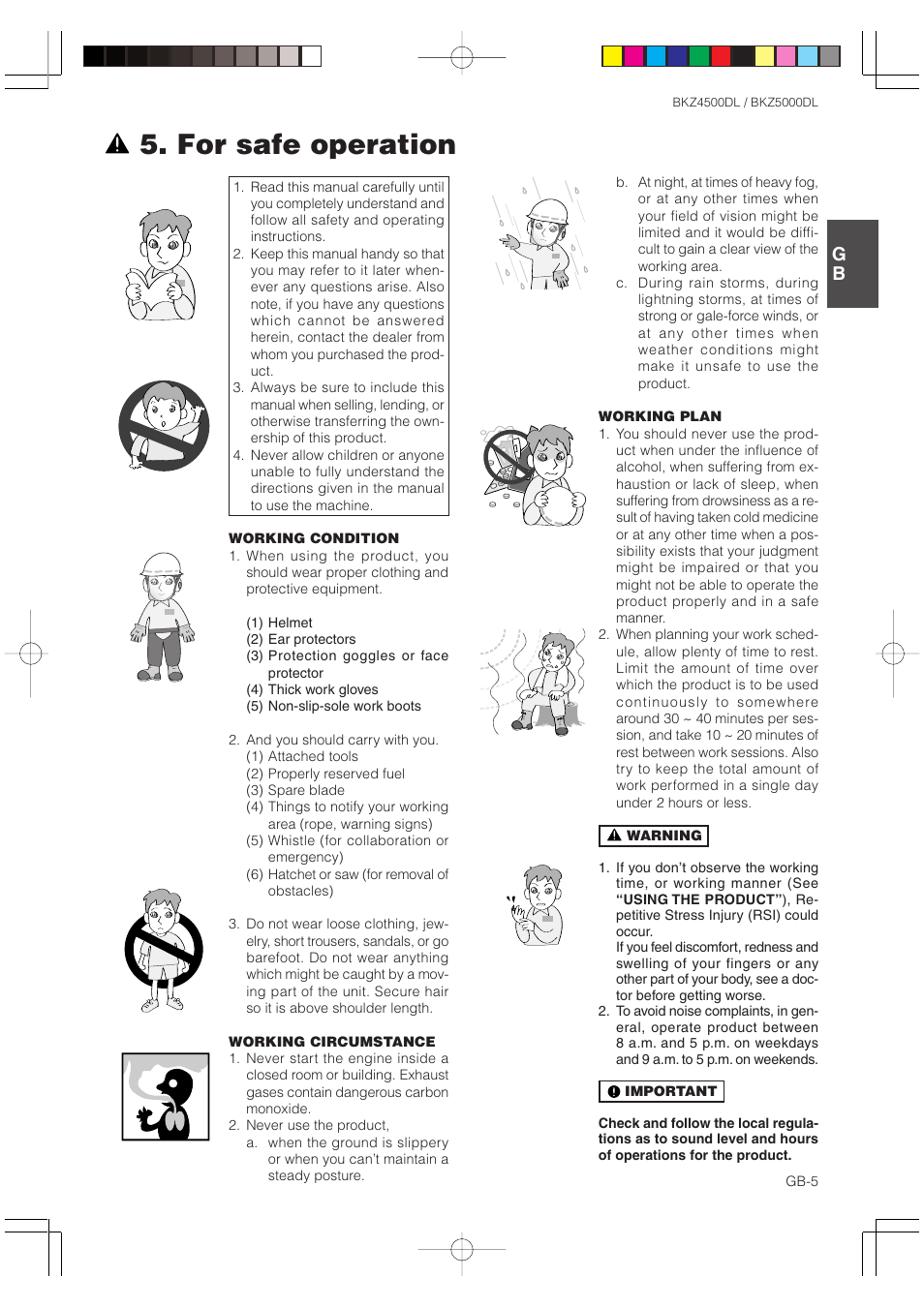 For safe operation | Zenoah BKZ5000DL User Manual | Page 5 / 16