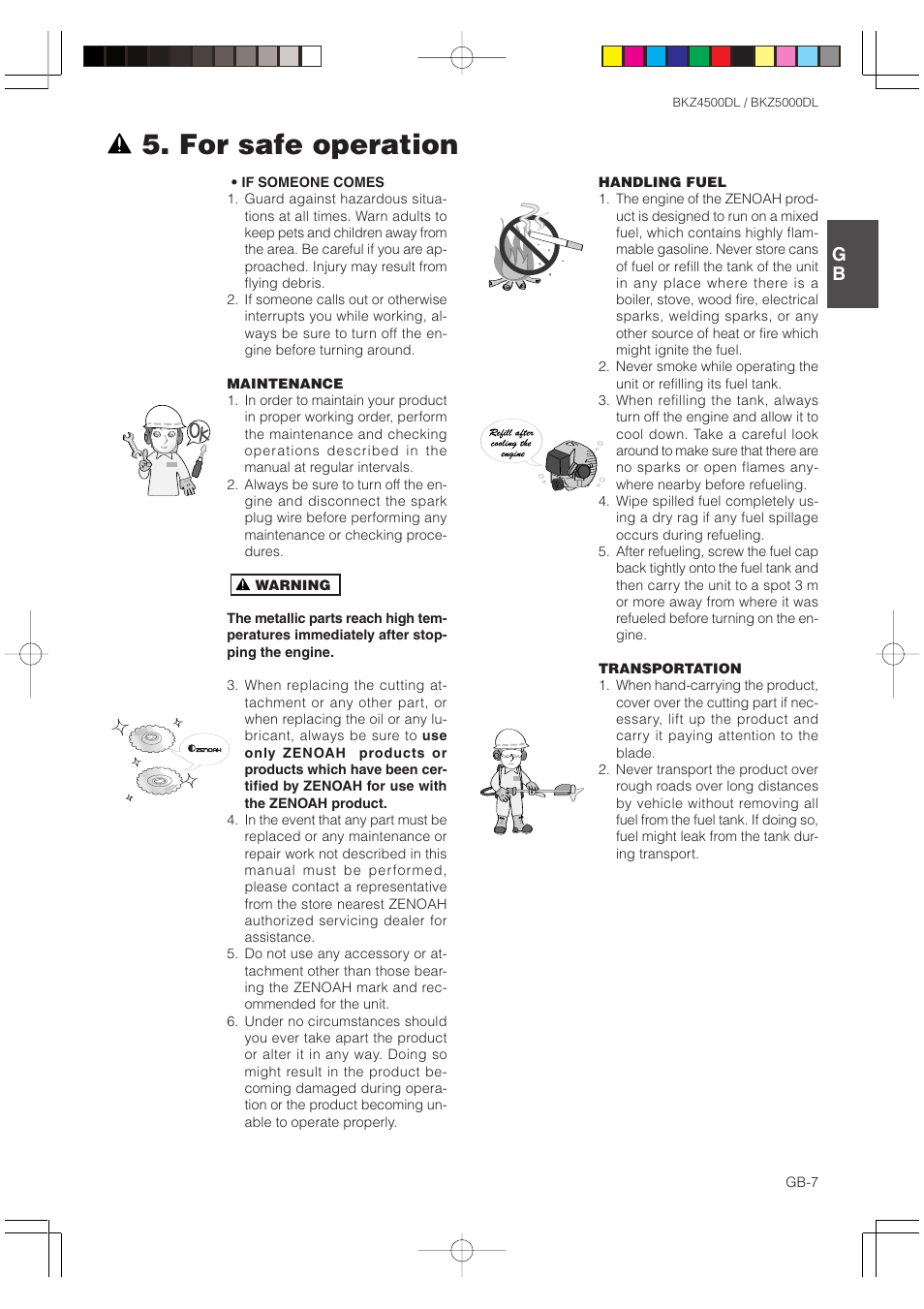 For safe operation | Zenoah BKZ5000DL User Manual | Page 7 / 16