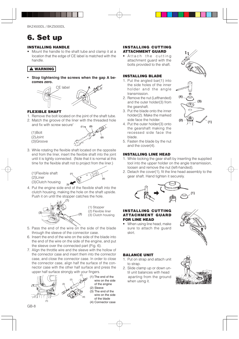 Set up | Zenoah BKZ5000DL User Manual | Page 8 / 16