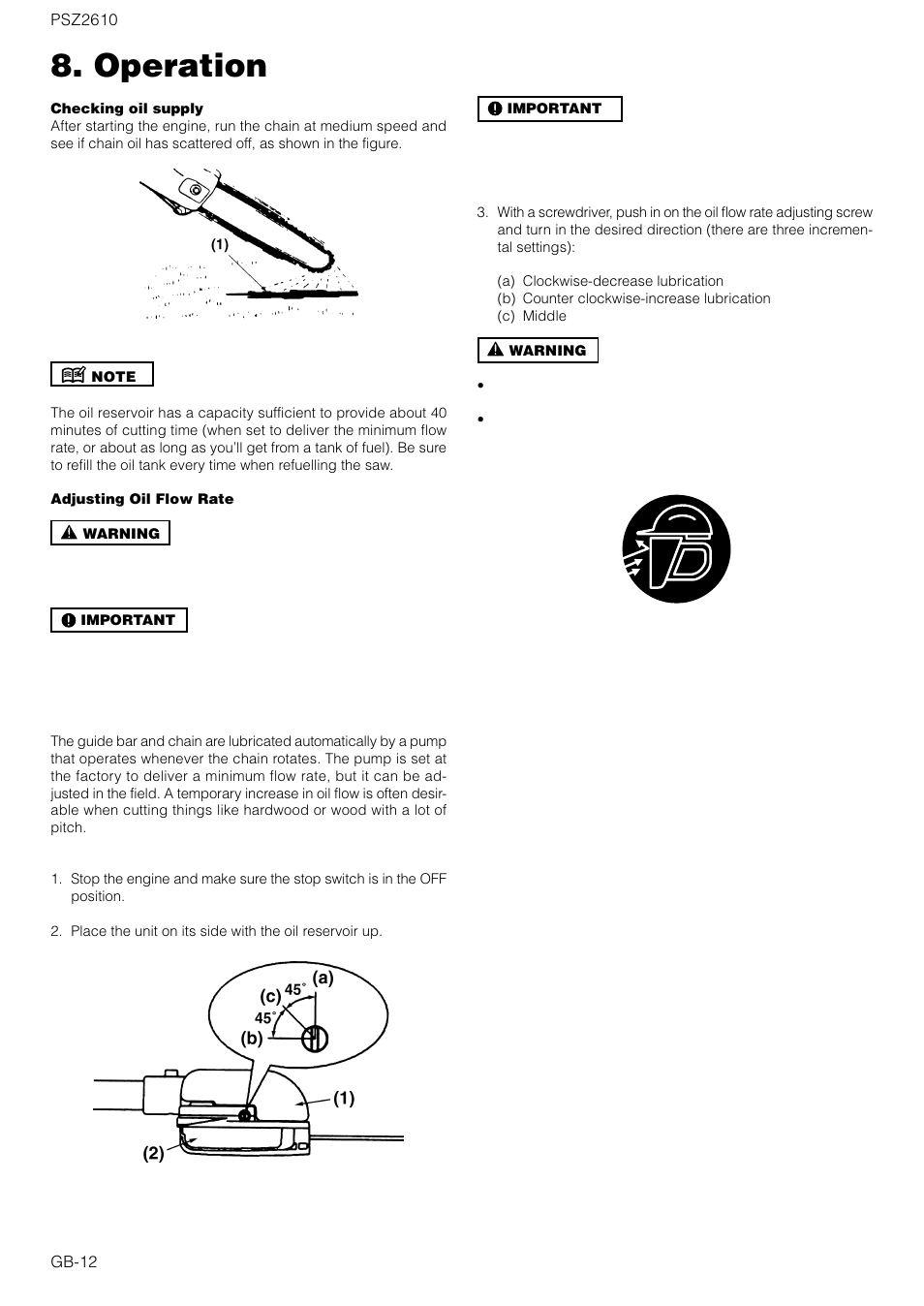 Operation | Zenoah PSZ2610 User Manual | Page 12 / 16