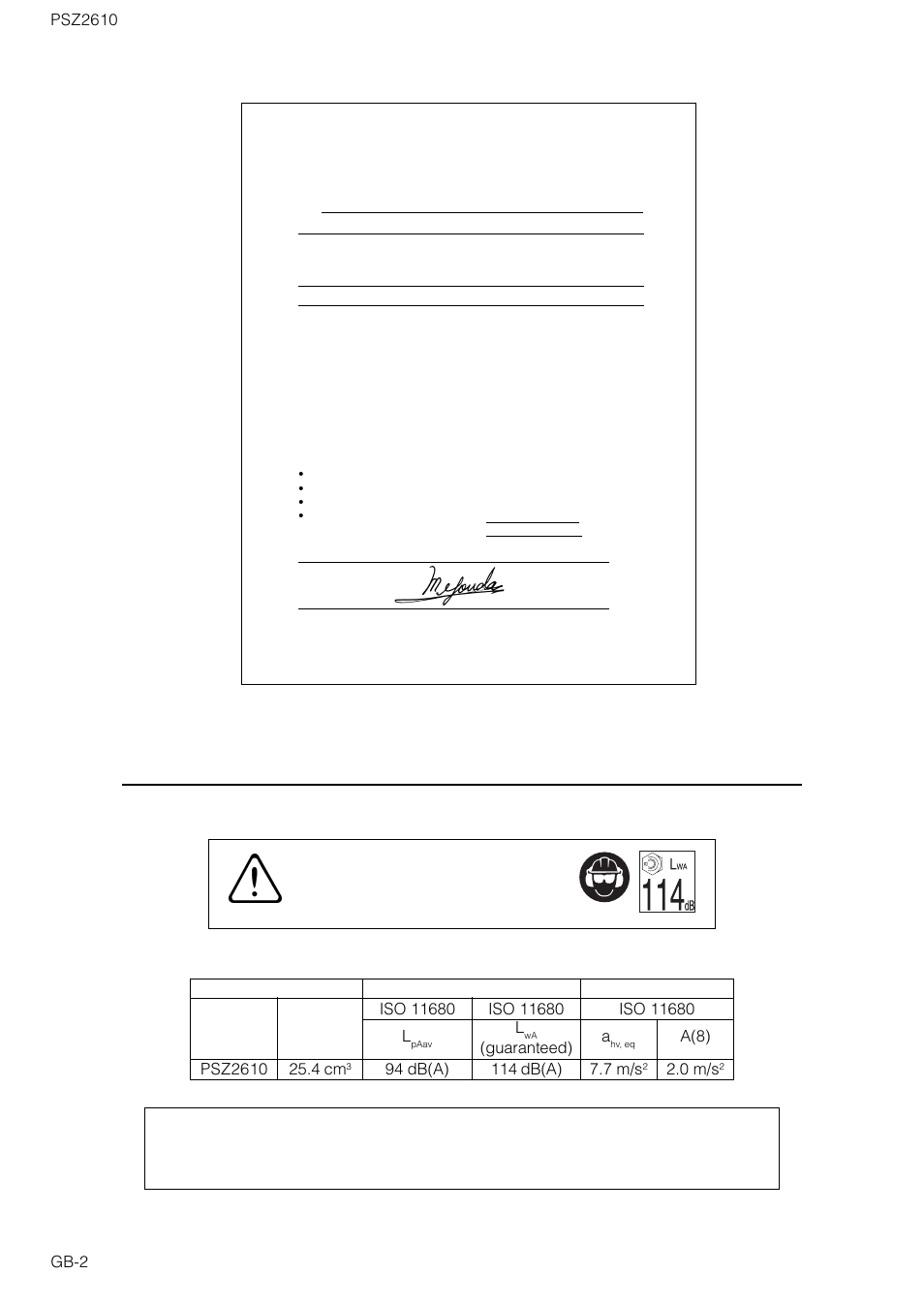 Explanation of symbols and safety warnings, Warning, Risk of damaging hearing | Ec declaration of conformity | Zenoah PSZ2610 User Manual | Page 2 / 16