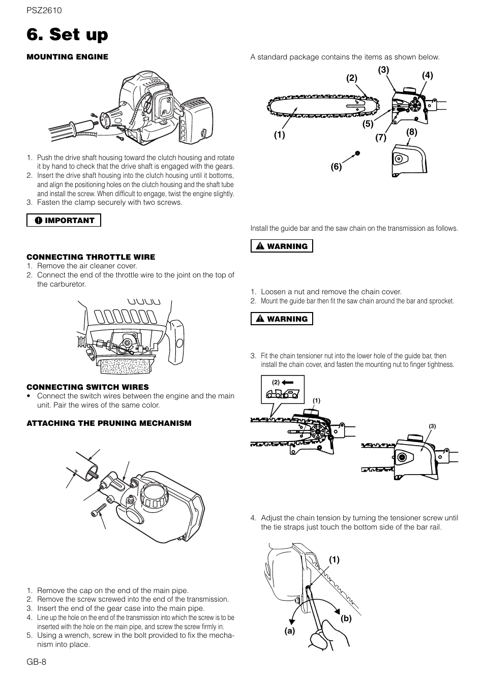 Set up | Zenoah PSZ2610 User Manual | Page 8 / 16