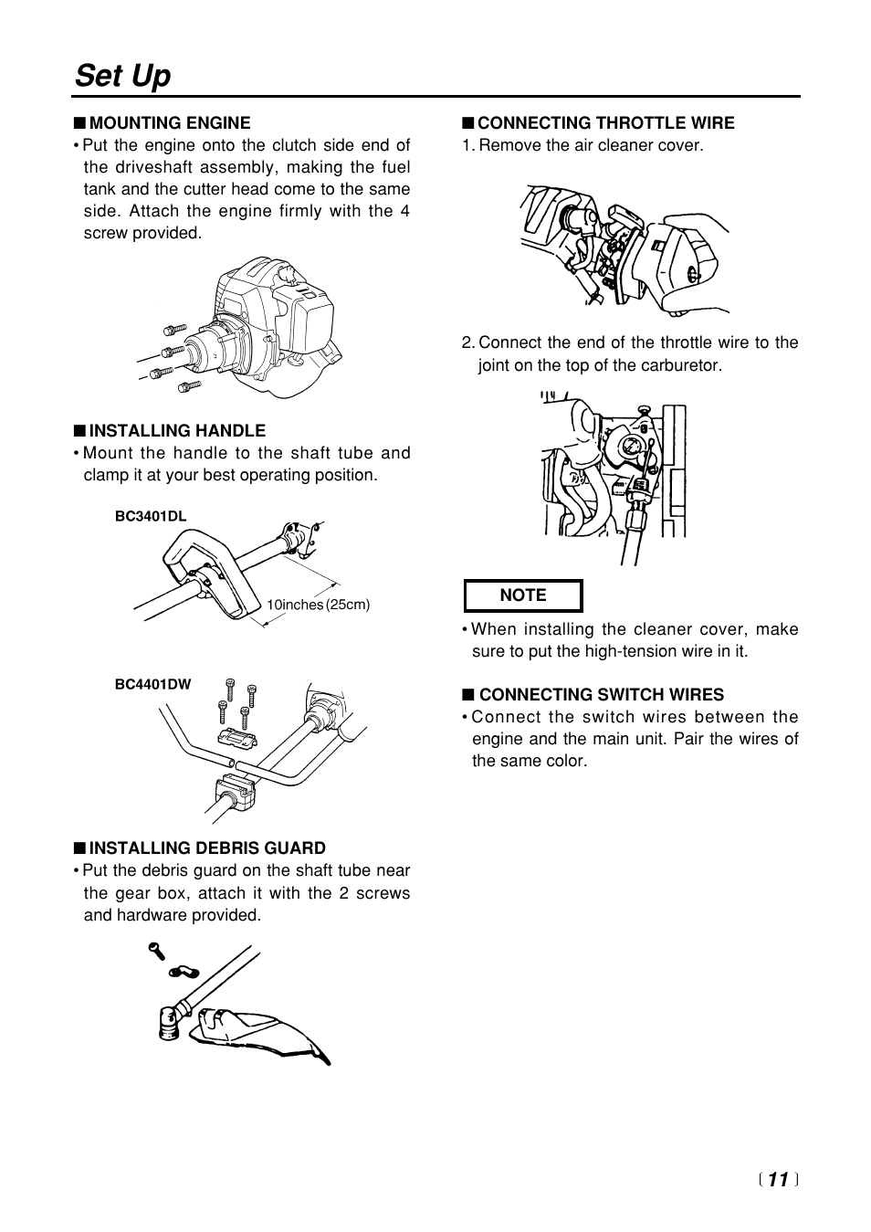 Set up | Zenoah BC3401DL User Manual | Page 11 / 36