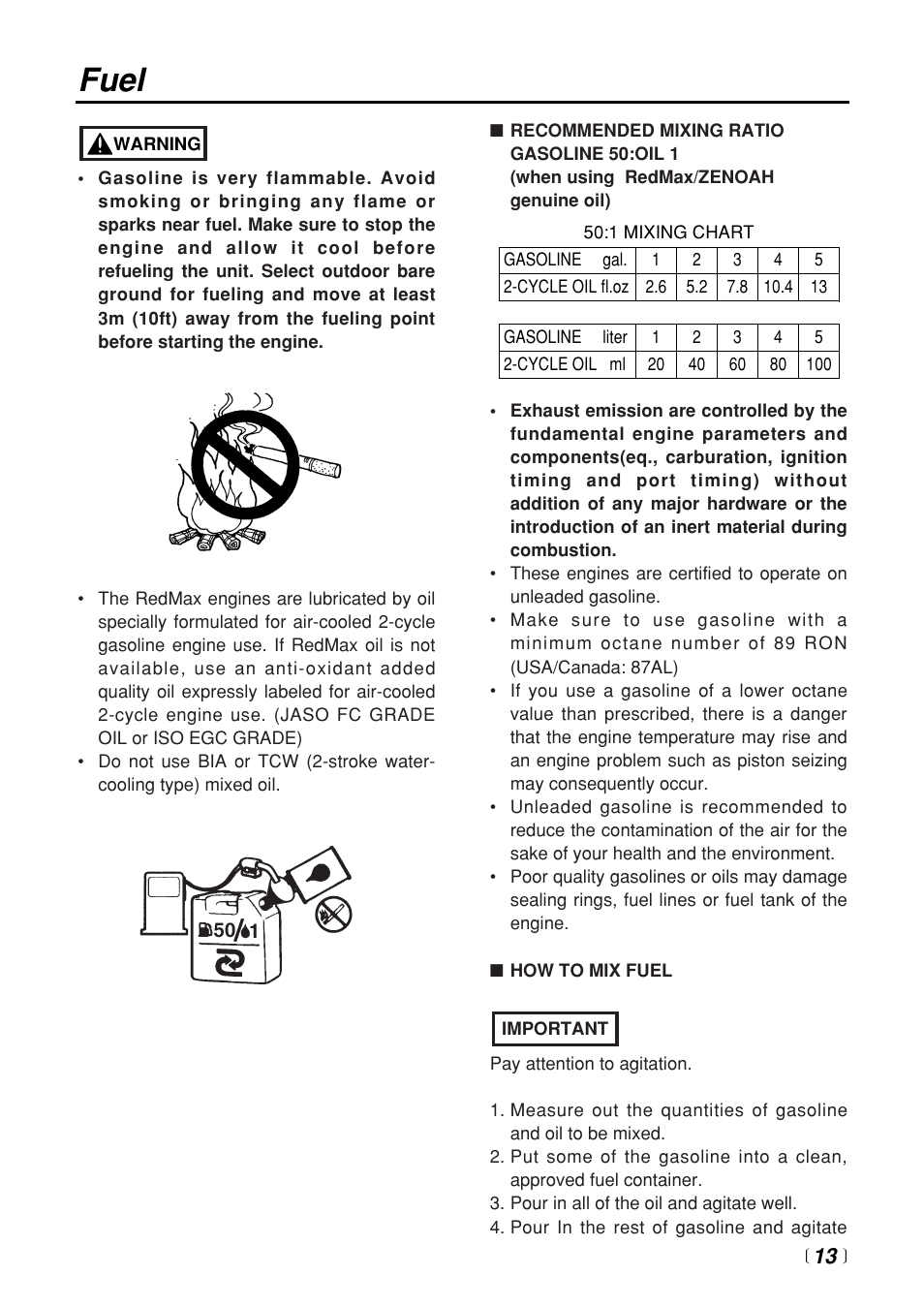 Fuel | Zenoah BC3401DL User Manual | Page 13 / 36