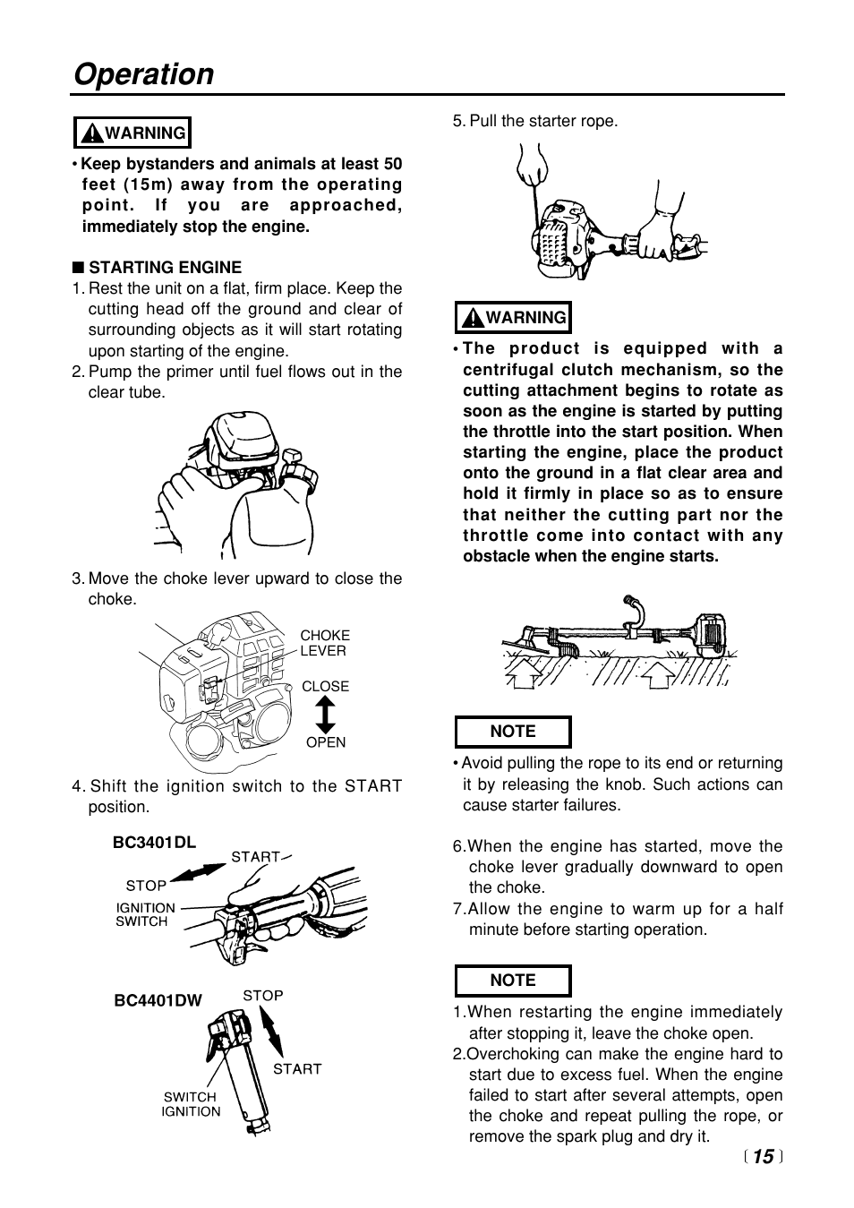 Operation | Zenoah BC3401DL User Manual | Page 15 / 36