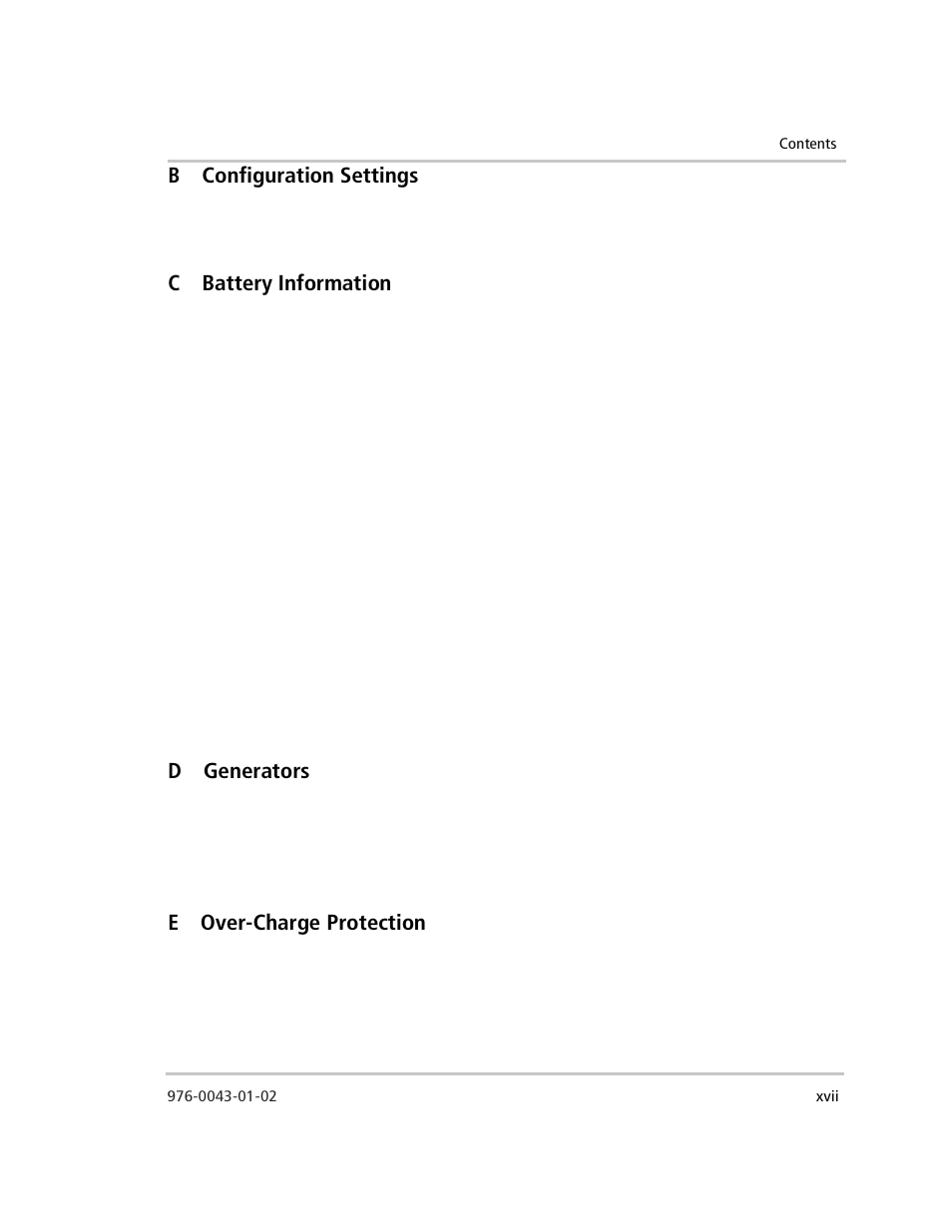 Bconfiguration settings, Cbattery information, Dgenerators | Eover-charge protection | Xantrex Technology SW Plus 4024 User Manual | Page 19 / 344