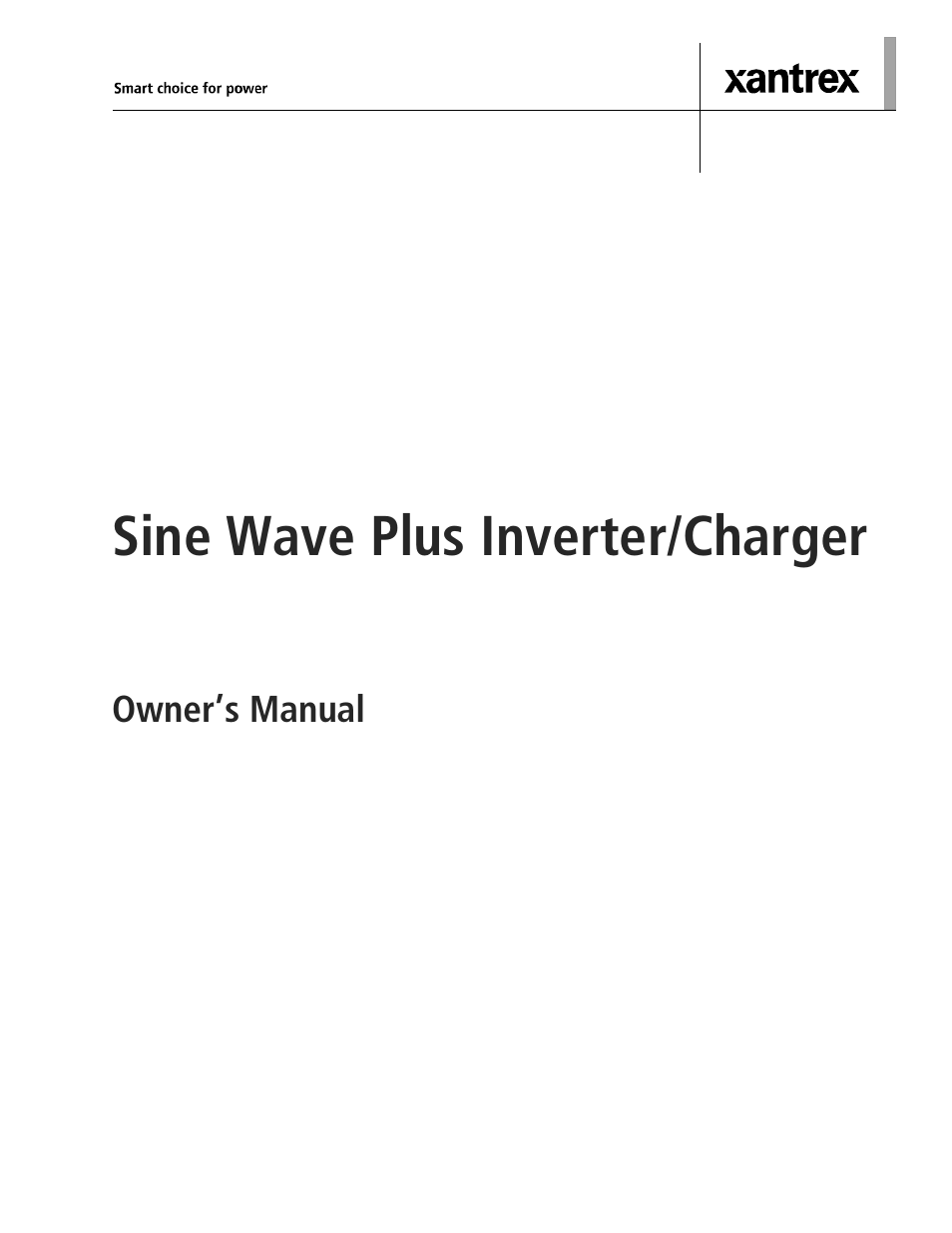 Sine wave plus inverter/charger | Xantrex Technology SW Plus 4024 User Manual | Page 3 / 344
