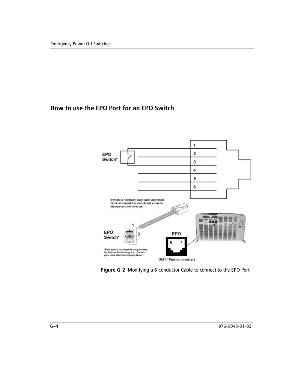 How to use the epo port for an epo switch, Figure g-2 | Xantrex Technology SW Plus 4024 User Manual | Page 326 / 344
