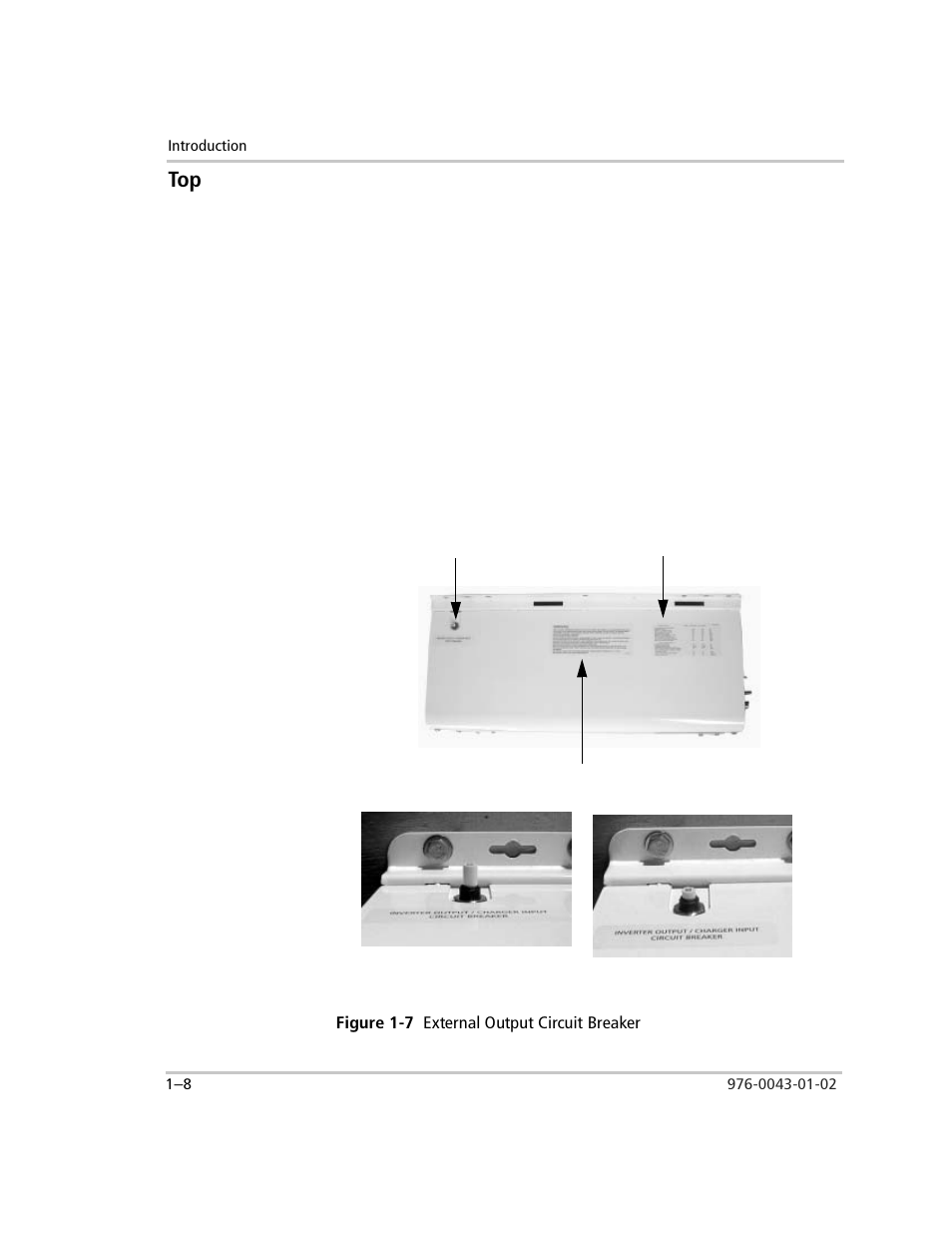 Figure 1-7 external output circuit breaker, Top –8, Figure 1-7 | External output circuit breaker –8 | Xantrex Technology SW Plus 4024 User Manual | Page 34 / 344