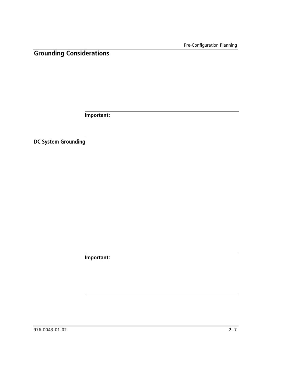Grounding considerations, Types, Important | Dc system grounding, Systems, Positive ground, Negative ground, Convention, Grounding considerations –7, Dc system grounding –7 | Xantrex Technology SW Plus 4024 User Manual | Page 41 / 344