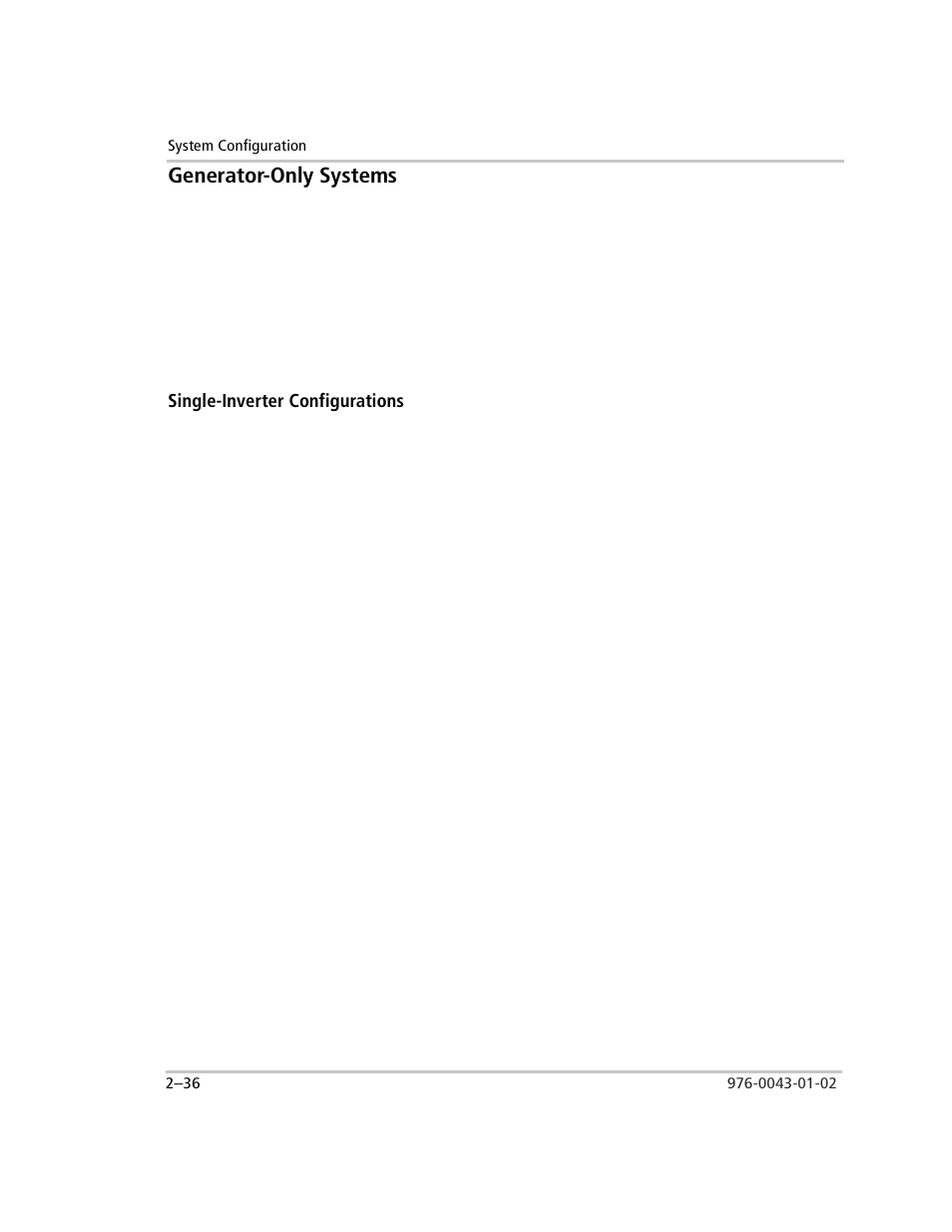 Generator-only systems, Single-inverter configurations, Generator-only systems –36 | Single-inverter configurations –36 | Xantrex Technology SW Plus 4024 User Manual | Page 70 / 344