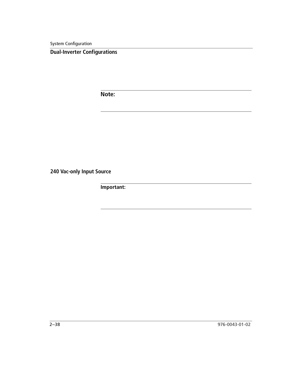 Dual-inverter configurations, 240 vac-only input source, Important | Xantrex Technology SW Plus 4024 User Manual | Page 72 / 344
