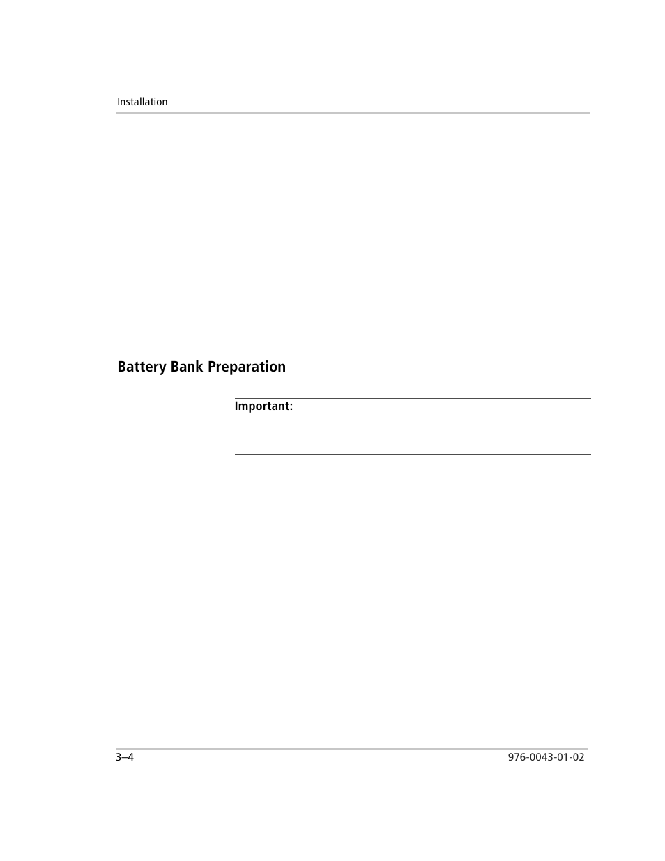 Battery bank preparation, Important, Prepare the battery bank as follows | Determine the type of batteries to be used, Battery bank preparation –4 | Xantrex Technology SW Plus 4024 User Manual | Page 86 / 344
