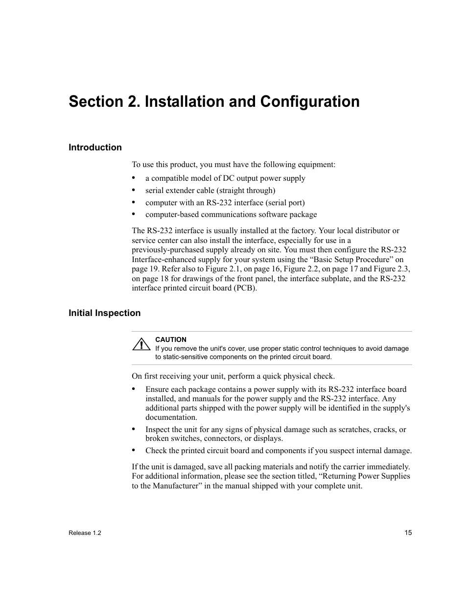 Section 2. installation and configuration, Introduction, Initial inspection | Section 2, Installation, Configuration, Introduction initial inspection | Xantrex Technology RS232-XPD User Manual | Page 17 / 60