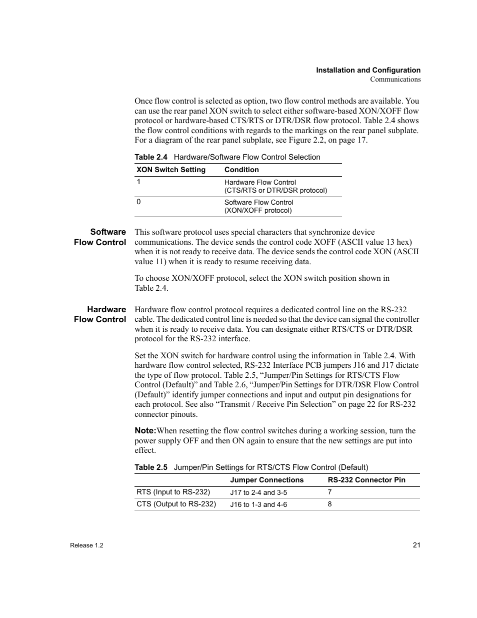 Software flow control, Hardware flow control, Software flow control hardware flow control | Xantrex Technology RS232-XPD User Manual | Page 23 / 60