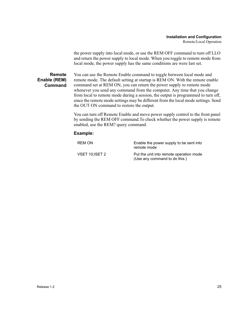 Remote enable (rem) command | Xantrex Technology RS232-XPD User Manual | Page 27 / 60