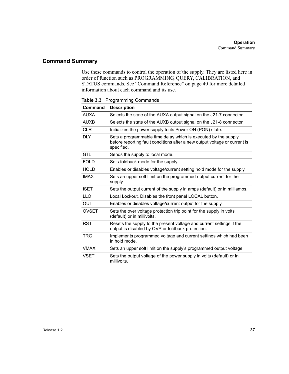 Command summary | Xantrex Technology RS232-XPD User Manual | Page 39 / 60