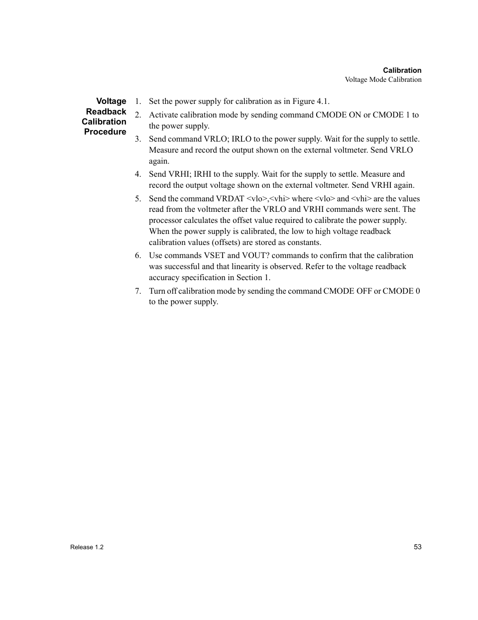 Voltage readback calibration procedure | Xantrex Technology RS232-XPD User Manual | Page 55 / 60