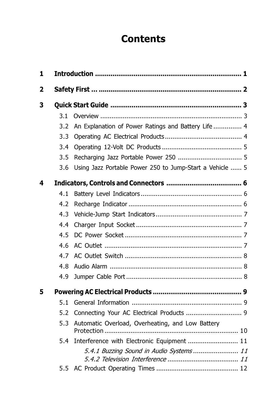 Xantrex Technology JAZZ 250 User Manual | Page 3 / 36